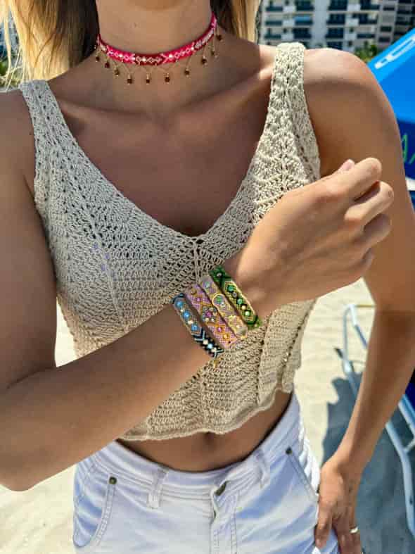 Wayuu Skinny Bracelet | Nature Green - miniatura 11