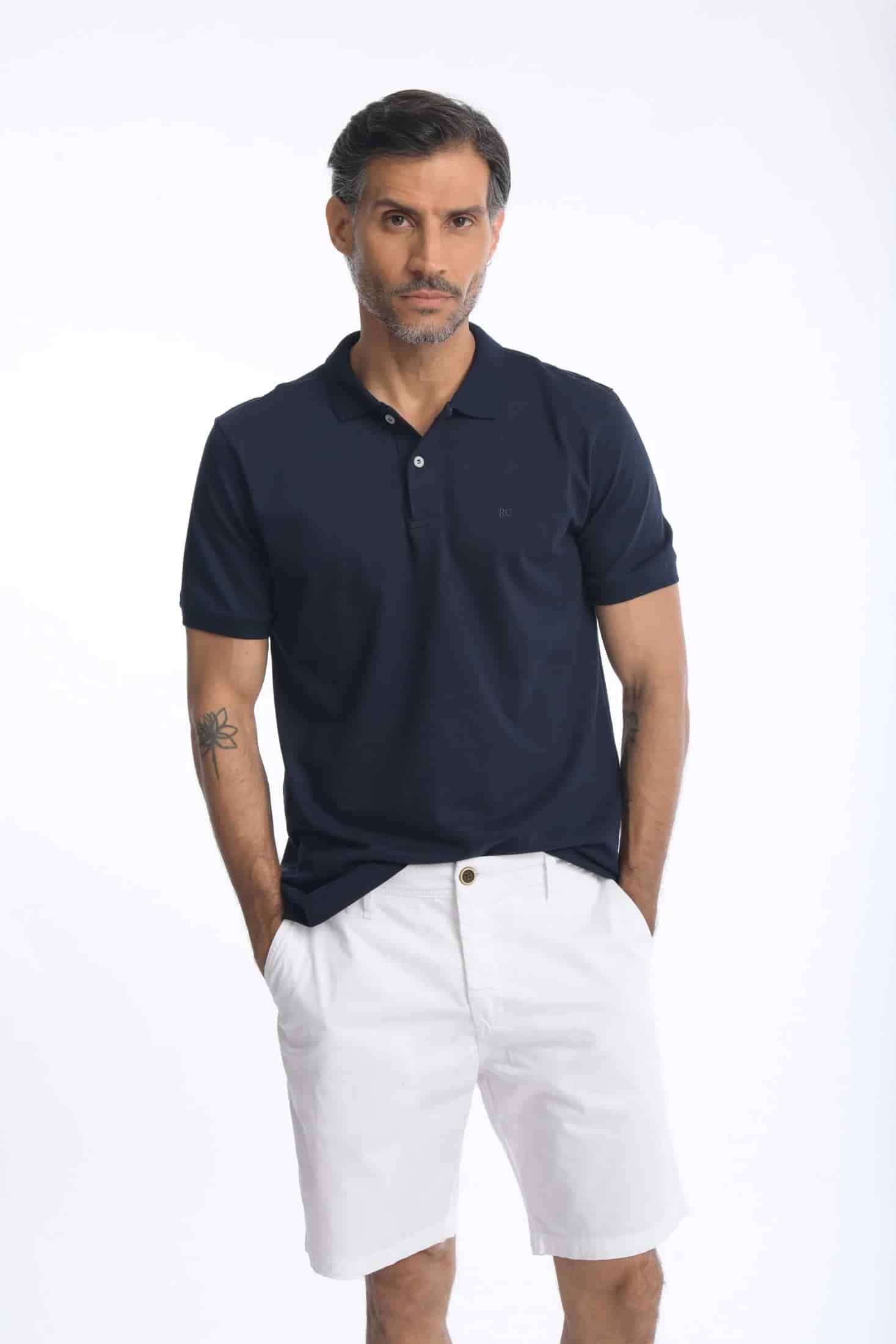 Camiseta Polo 100% Algodón Slim Azul Navy - miniatura 5