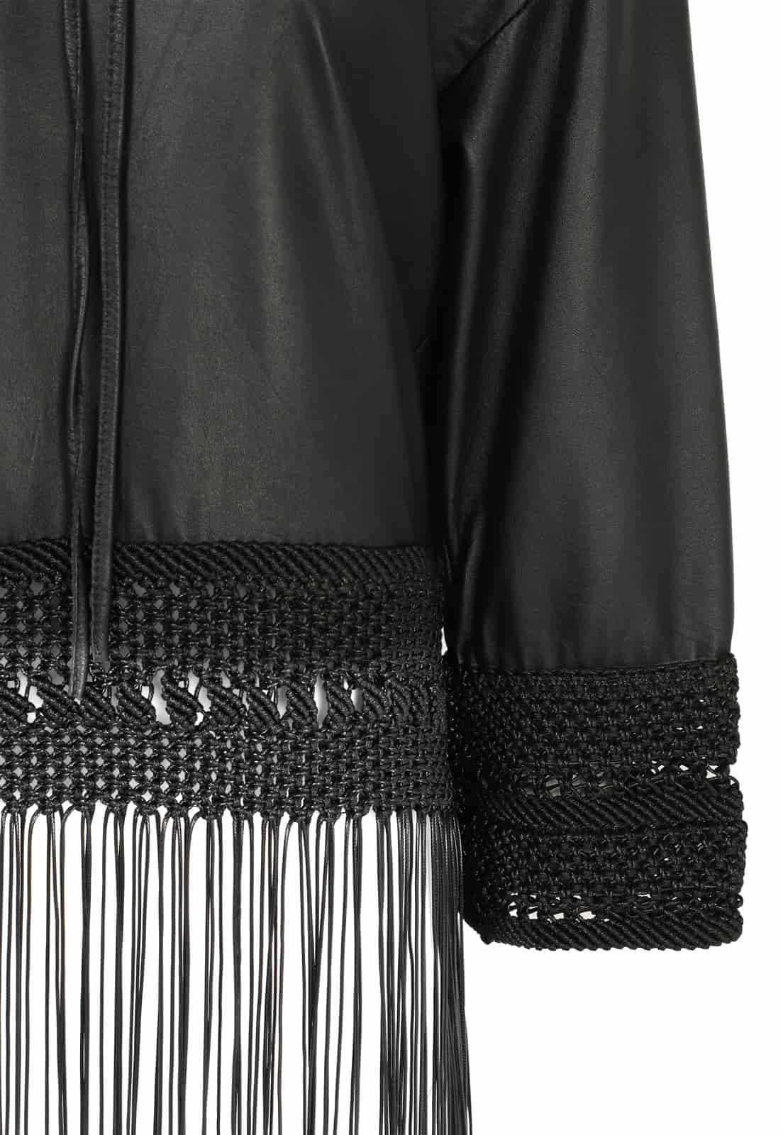 MACRAME LEATHER HOODIE - miniatura 5