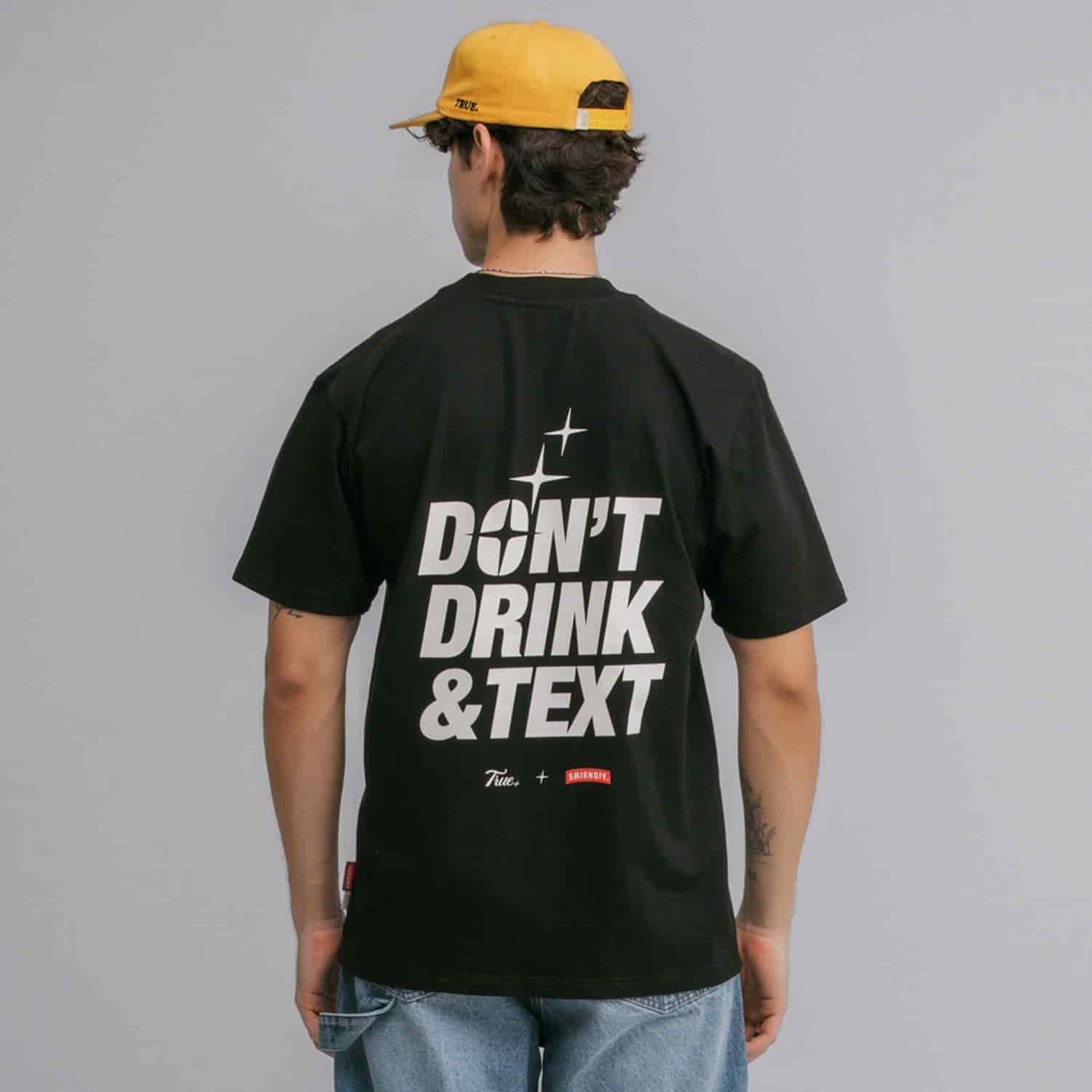 True X Smirnoff Text T-Shirt - Black - miniatura 3