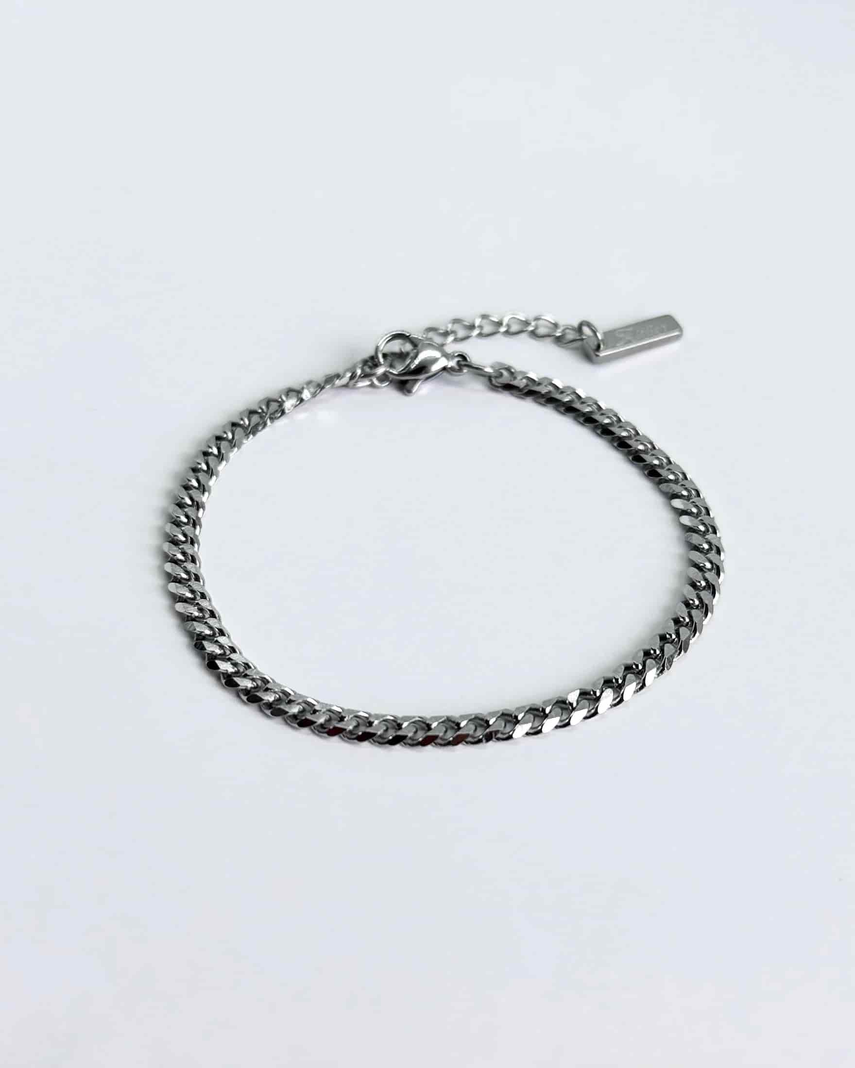 Thin Cuban Bracelet, Silver - miniatura 1