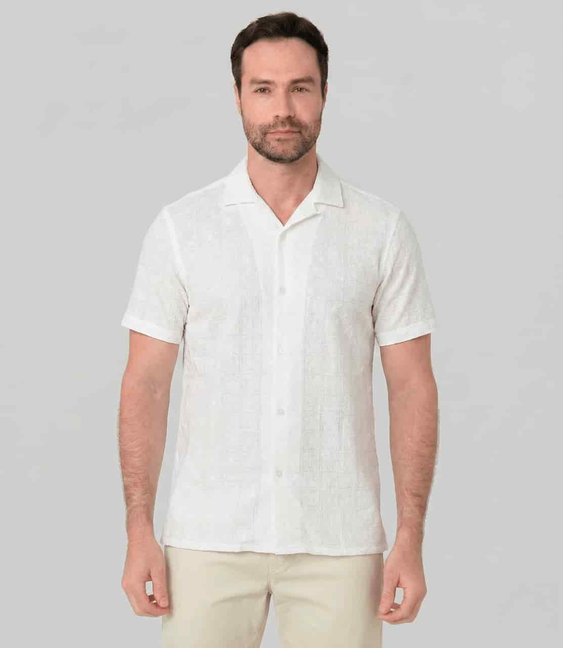 Camisa con textura manga corta para hombre Jon Sonen 027225016 - miniatura 1
