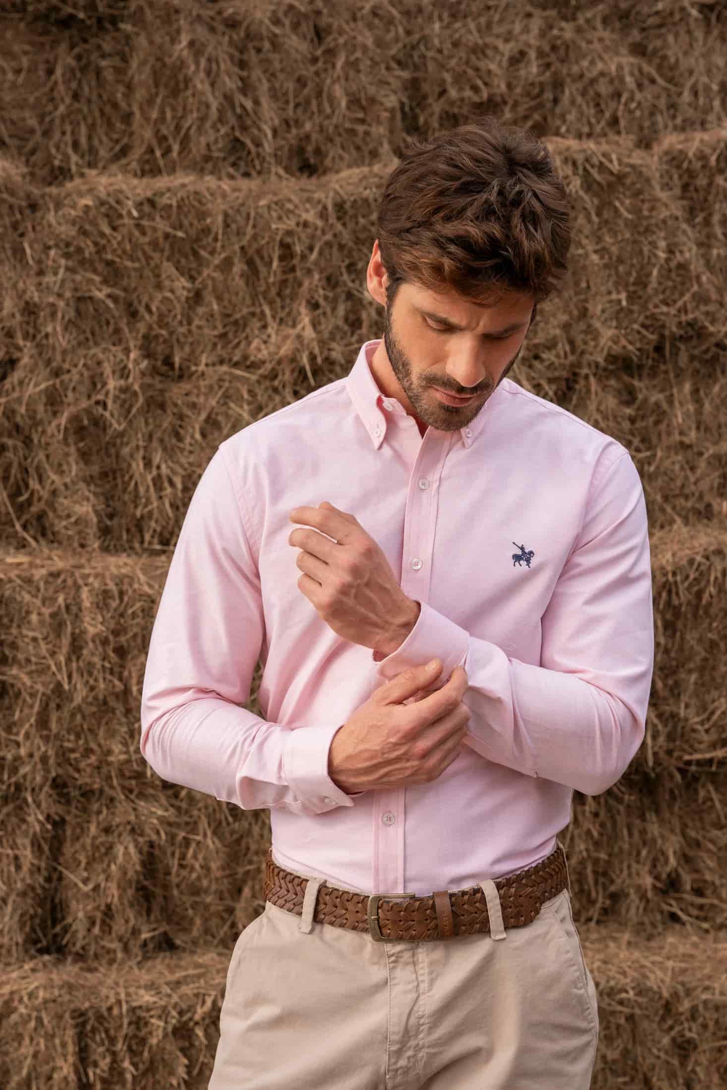 Camisa Oxford Pima Hombre Rosada - miniatura 1