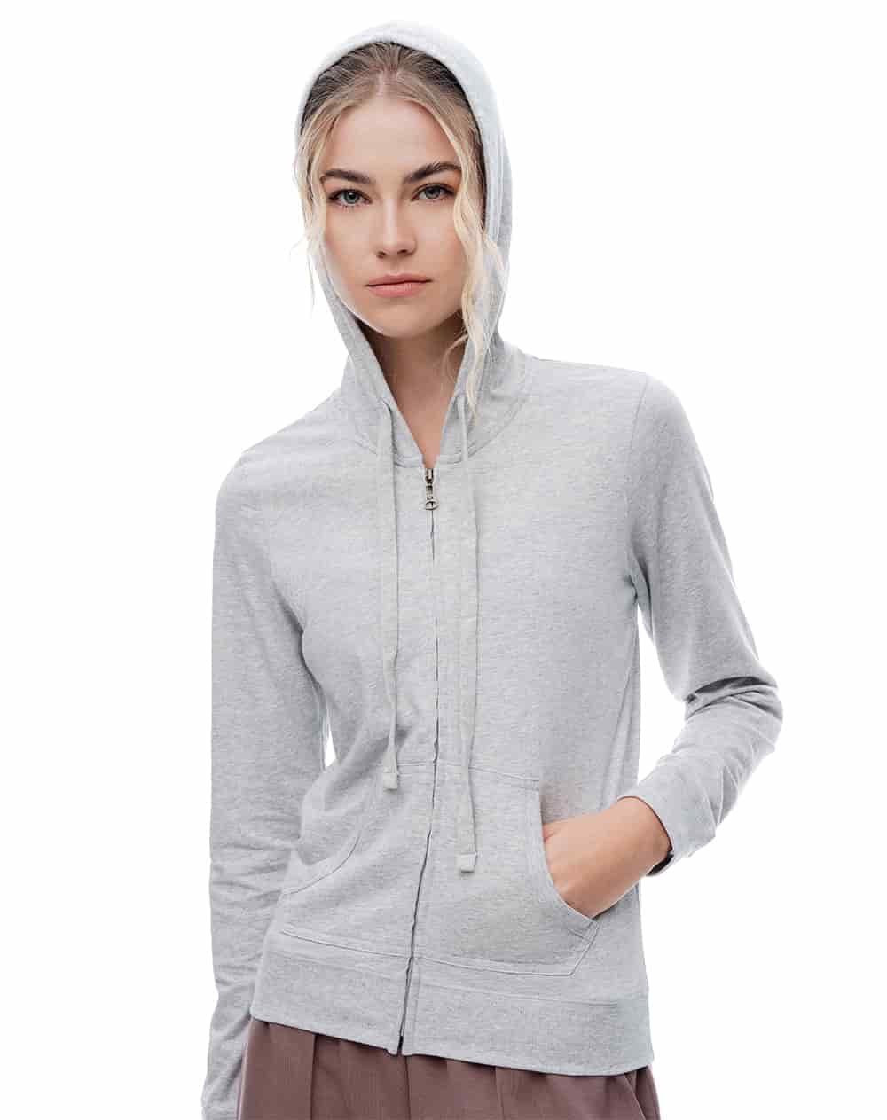 Chaqueta slim algodón gris mujer - miniatura 3