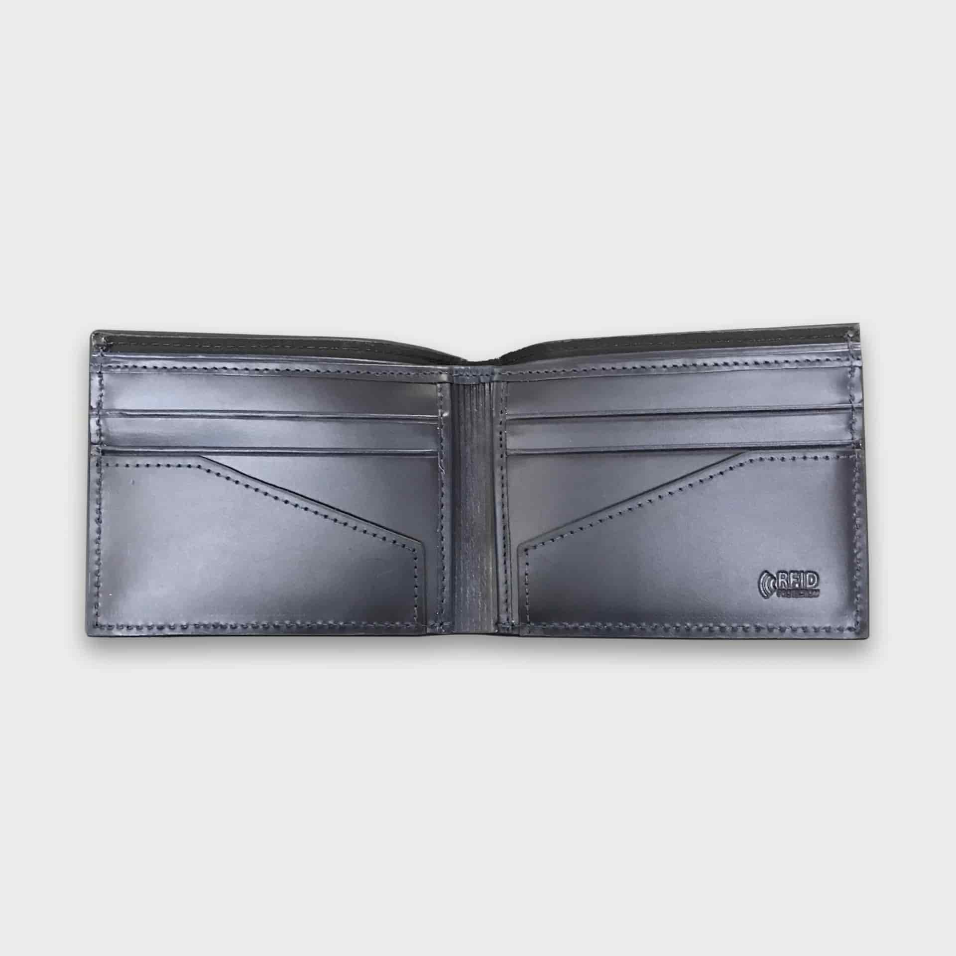 Billetera de cuero napa + lona color azul oscuro - miniatura 2