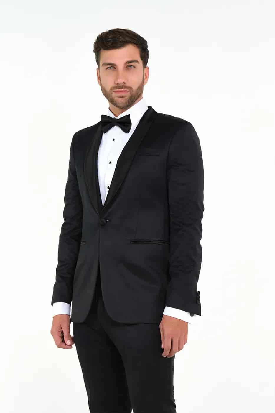 Traje Smoking Slim Fit Paño Negro - miniatura 1