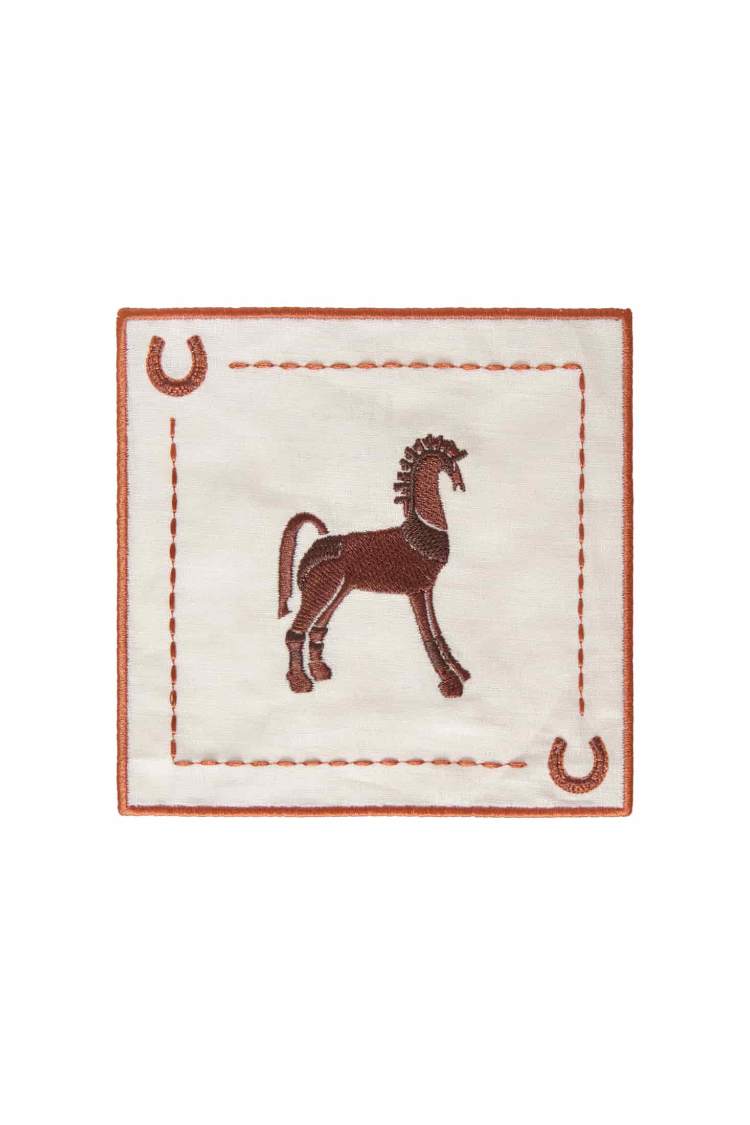 Solana Horse Cocktail Napkins / Brown & Orange - Set of 4 - miniatura 1