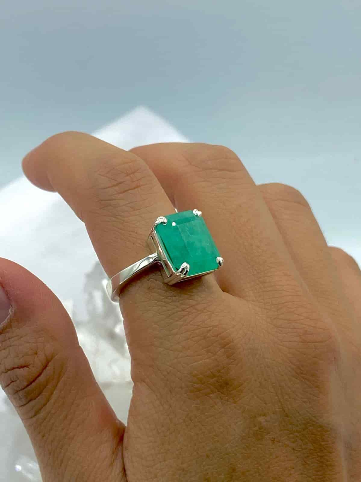 Anillo Esmeralda Cuadrado en Plata 925 - miniatura 2