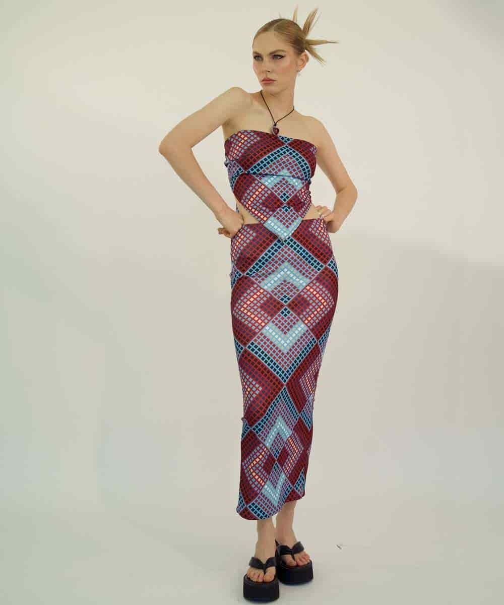 Long Skirt In Blueprint - miniatura 1