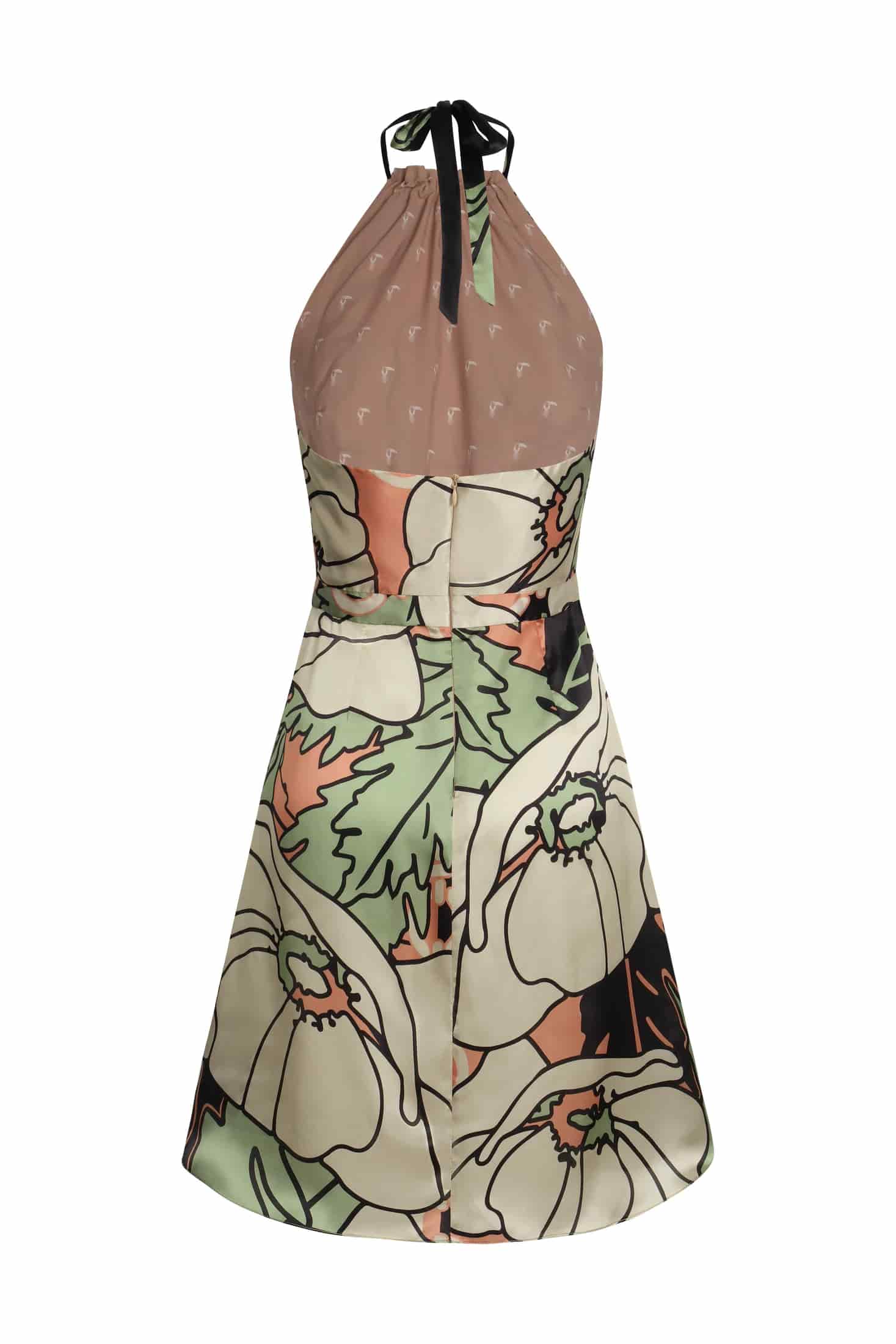 Atardecer de Verano Satin Silk Mini Dress / Sage Gladiolos Garden - miniatura 2