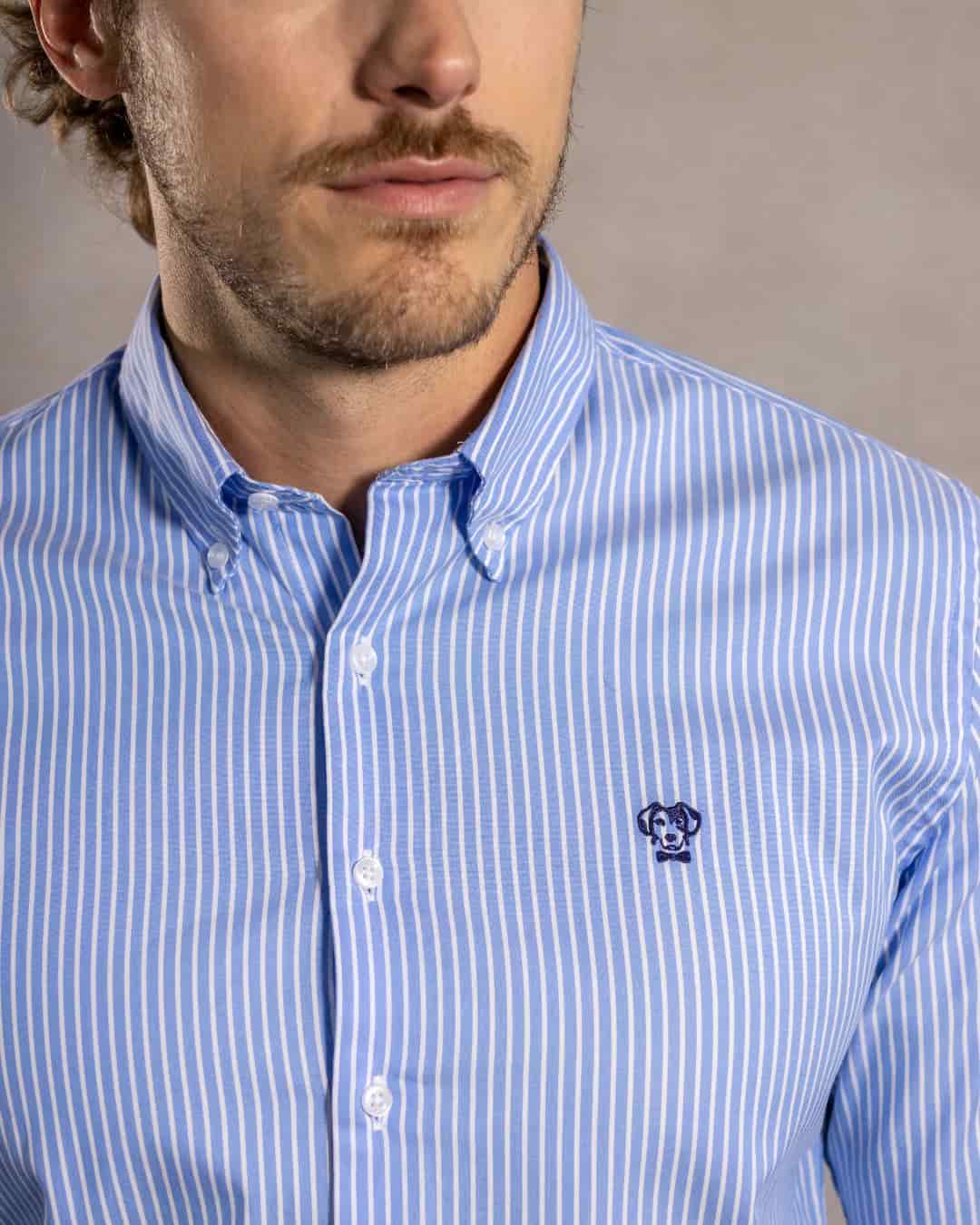 Camisa Antimanchas Oxford Rayas Azul Princeton - miniatura 2