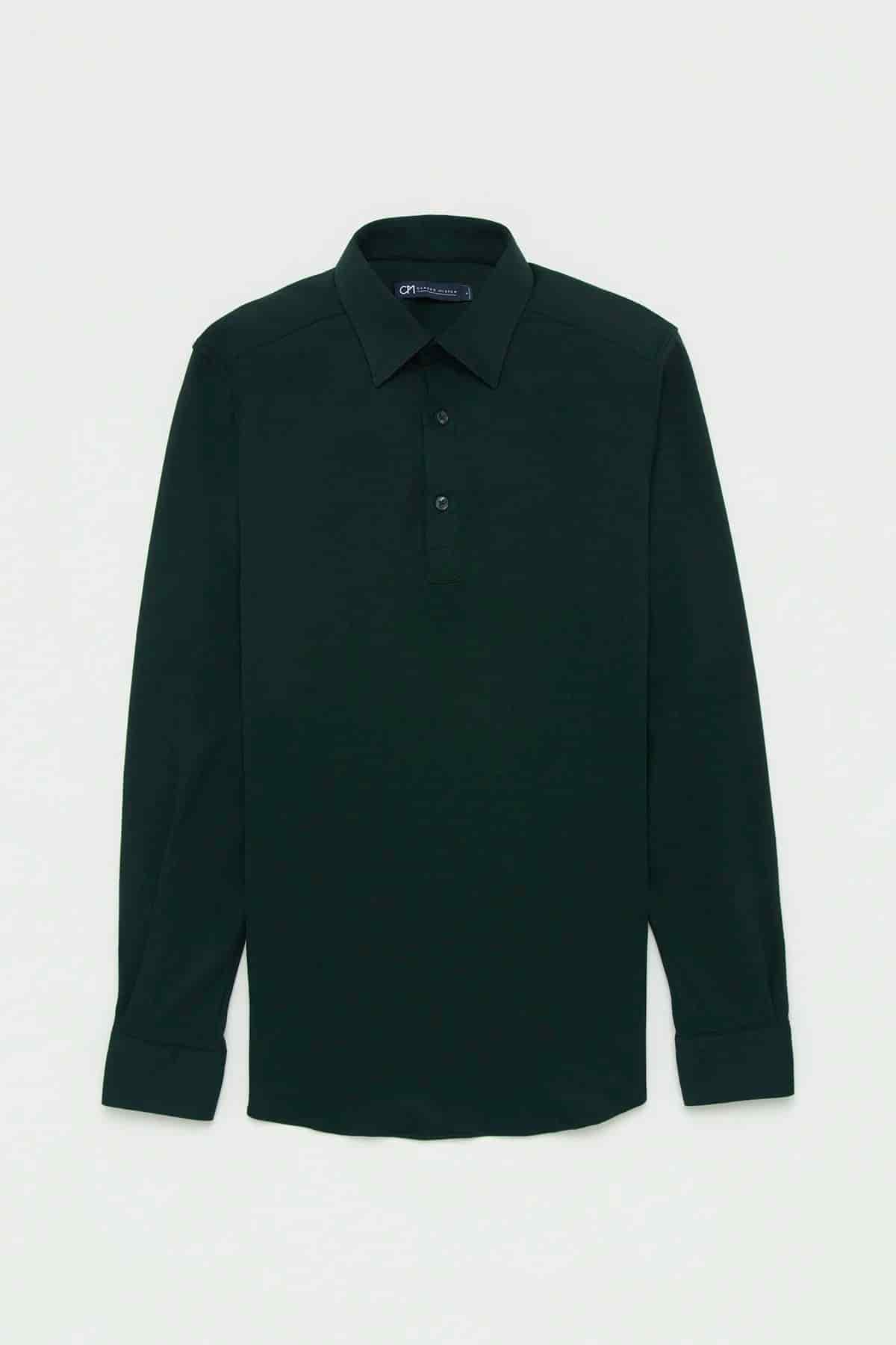Camisa Piqué Polera Algodón Verde Botella - miniatura 1