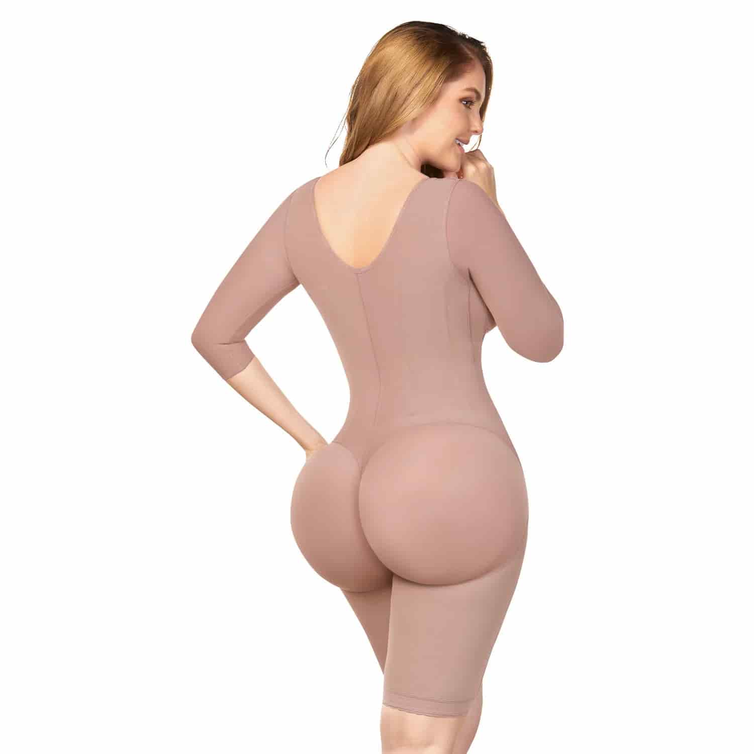 Faja Colombiana Full Body a la Rodilla Postoperatorio Mangas Reloj de Arena Mujer - miniatura 8