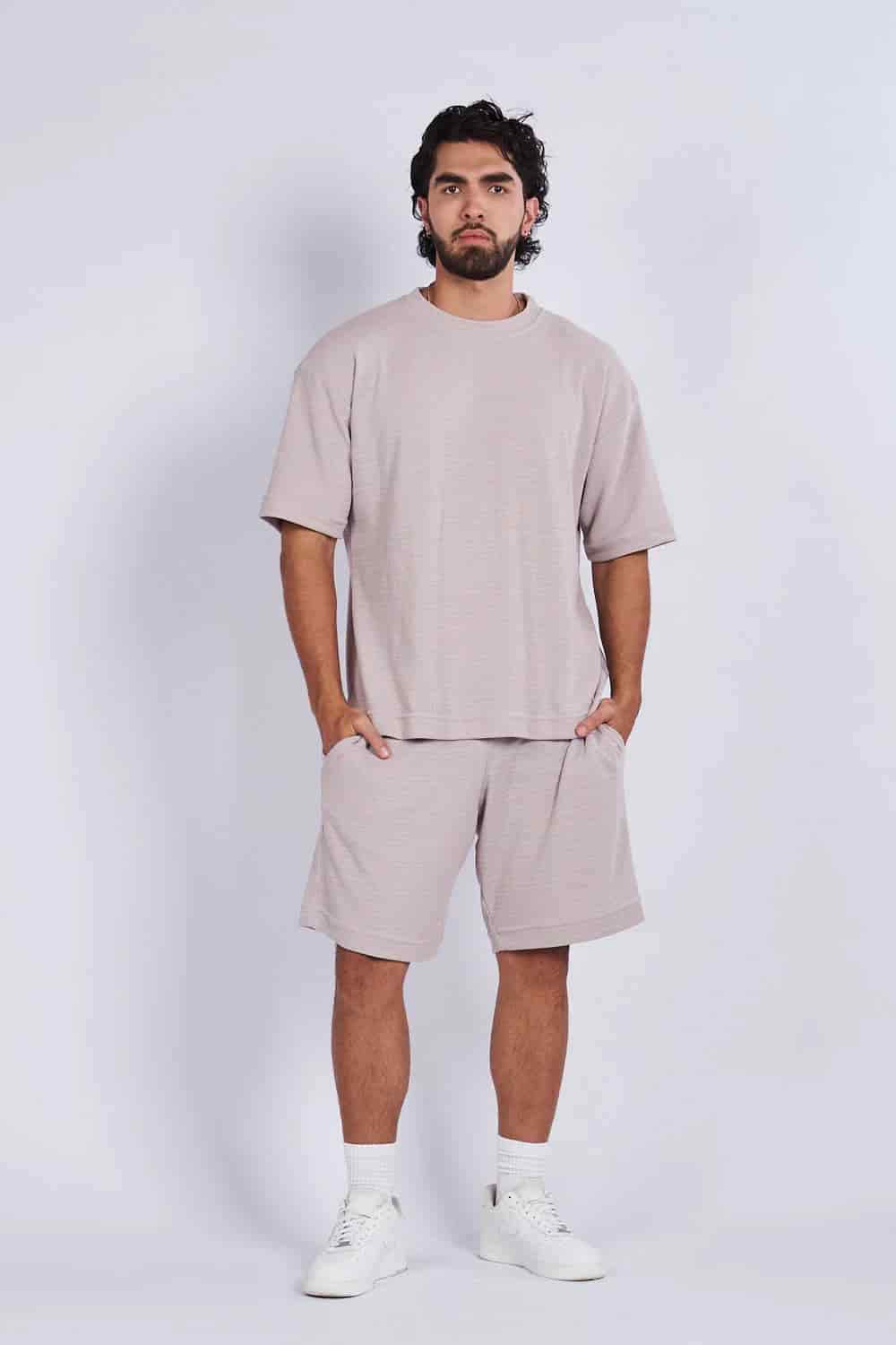 Camiseta oversize textura horizontal Caqui - miniatura 2