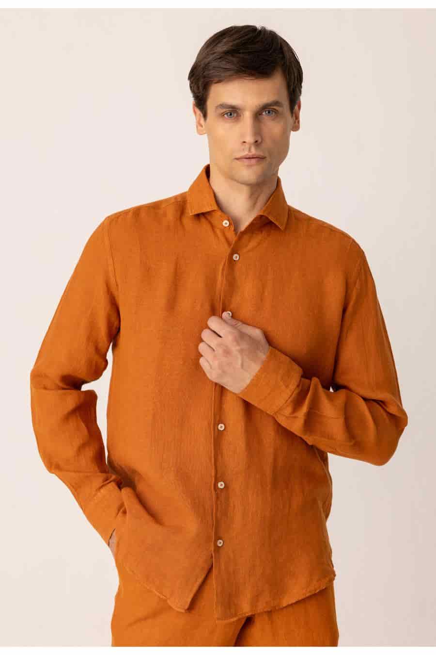 Men's linen pants honey basic - miniatura 5