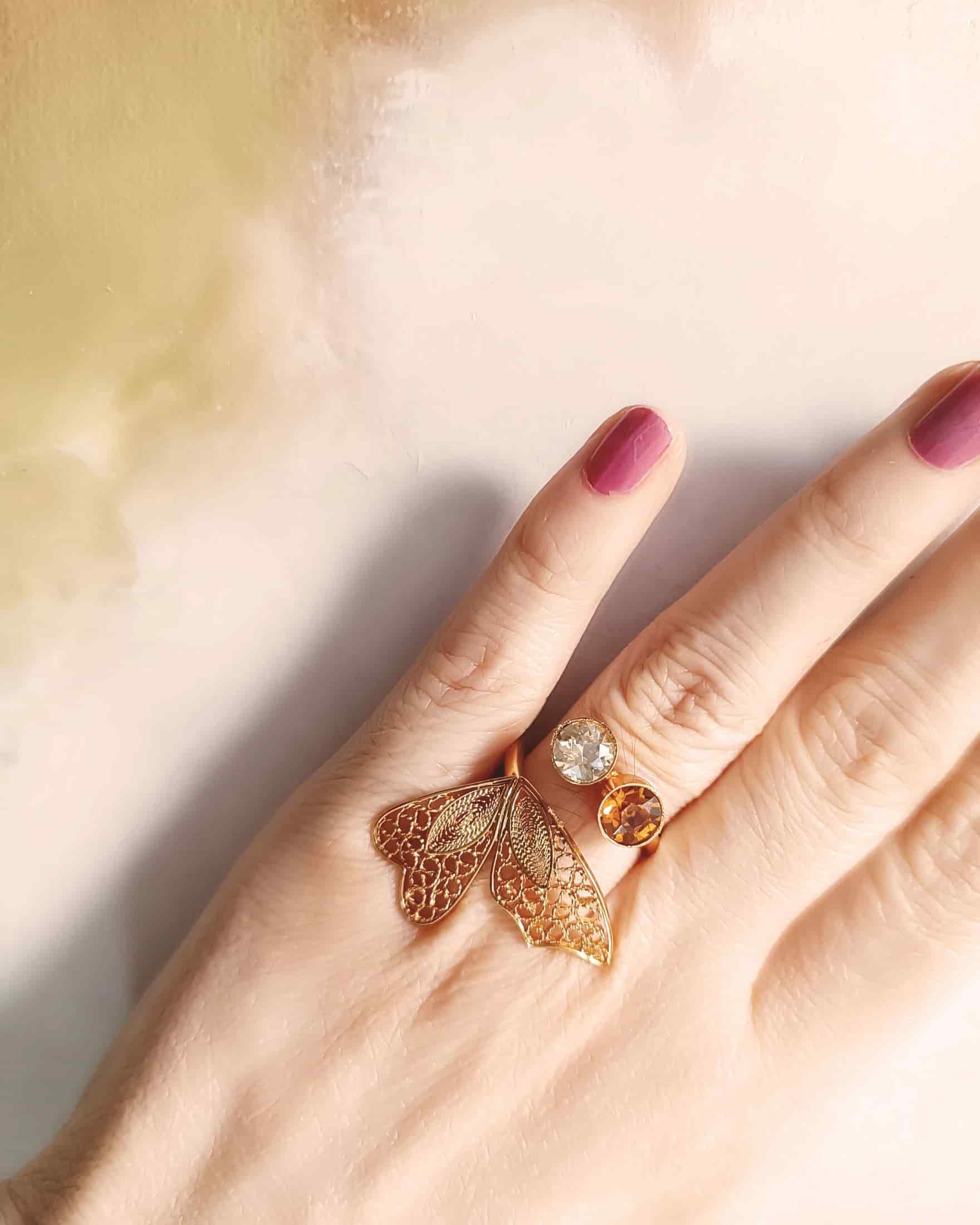 Anillo Alas Mariposa con cristales - miniatura 3
