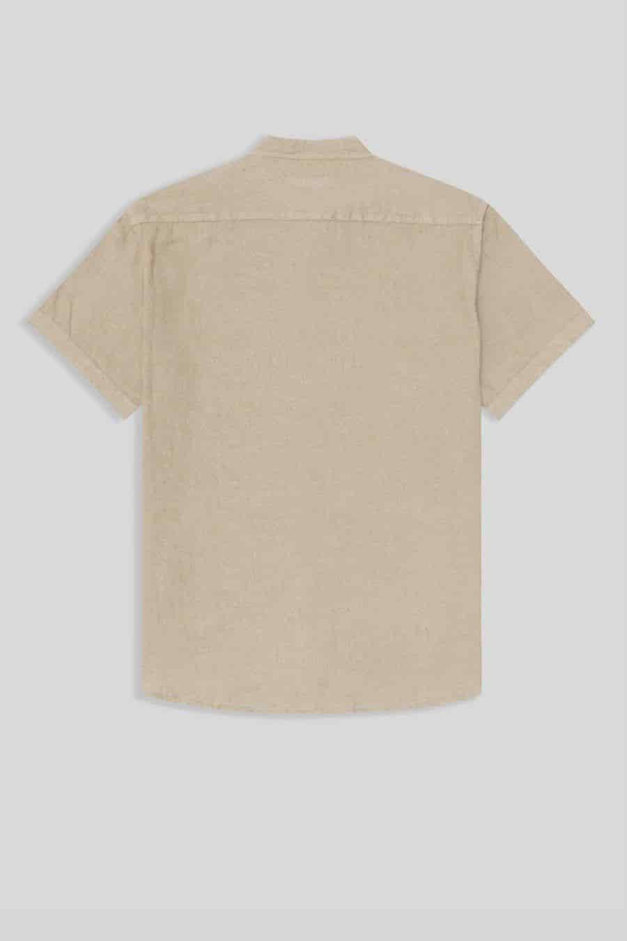 men’s linen shirt mao beige basic - miniatura 2