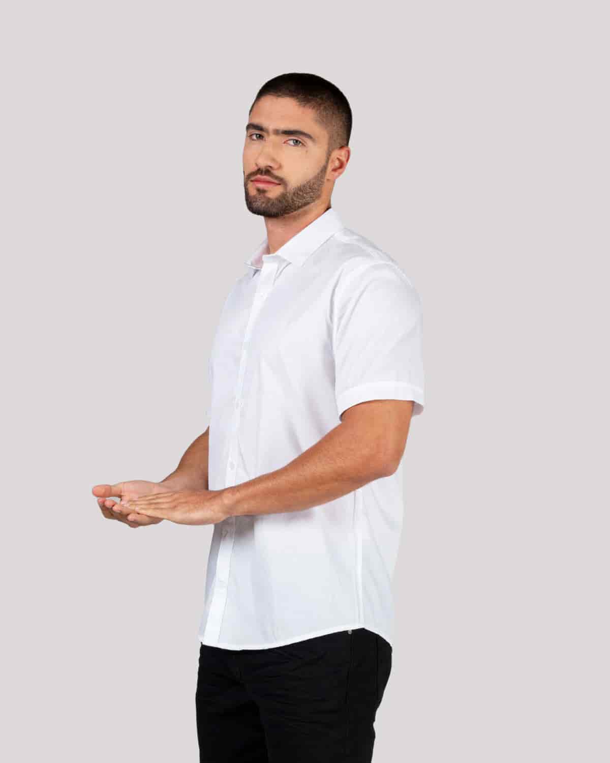Camisa blanca manga corta para hombre - miniatura 19