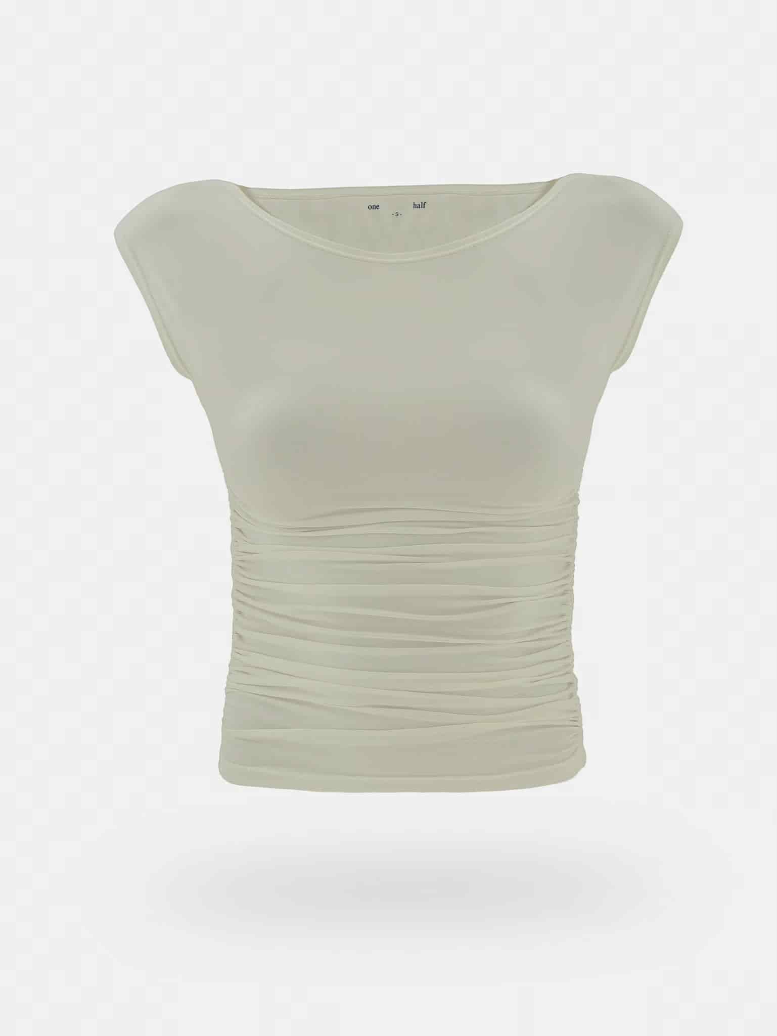 SPORTY RUCHED TEE - SOFT WHITE - miniatura 4