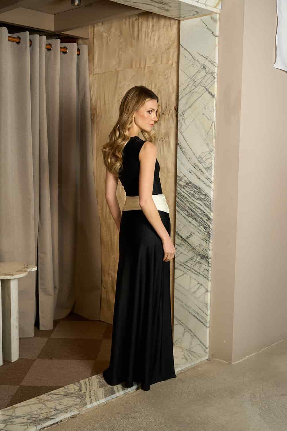 BLACK AND WHITE TERESA LONG SKIRT - miniatura 2