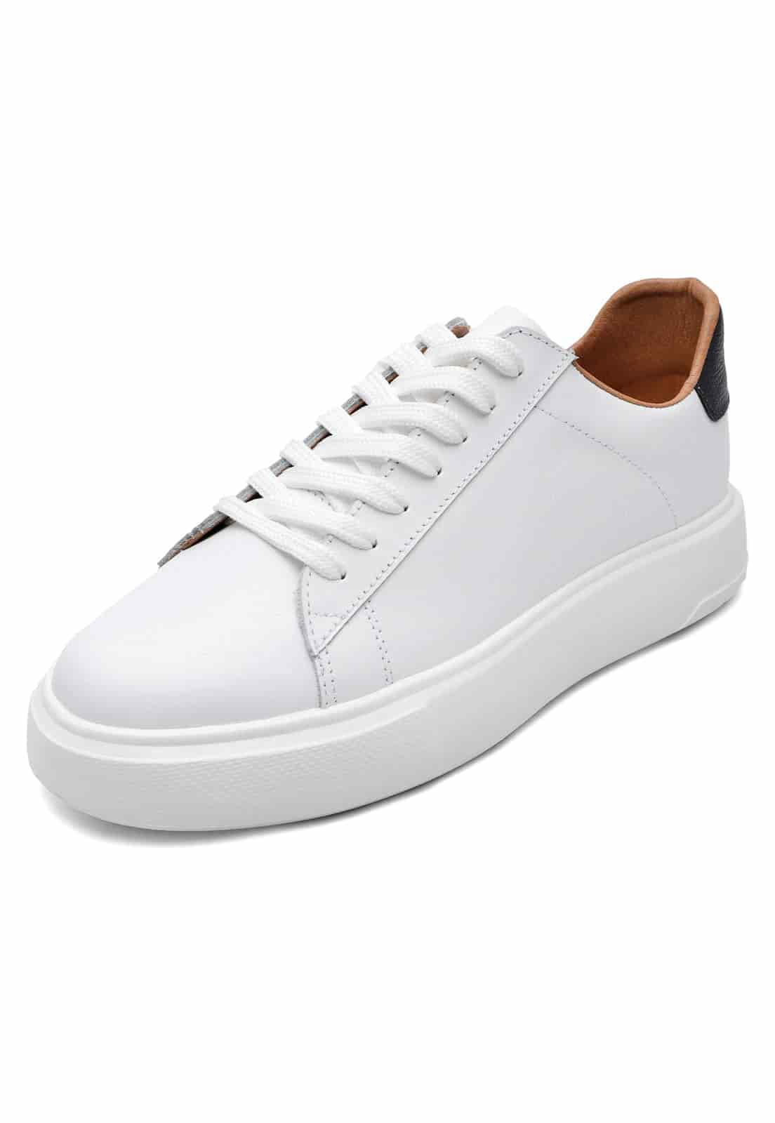 Tenis blancos talon azul detalle azul - miniatura 1