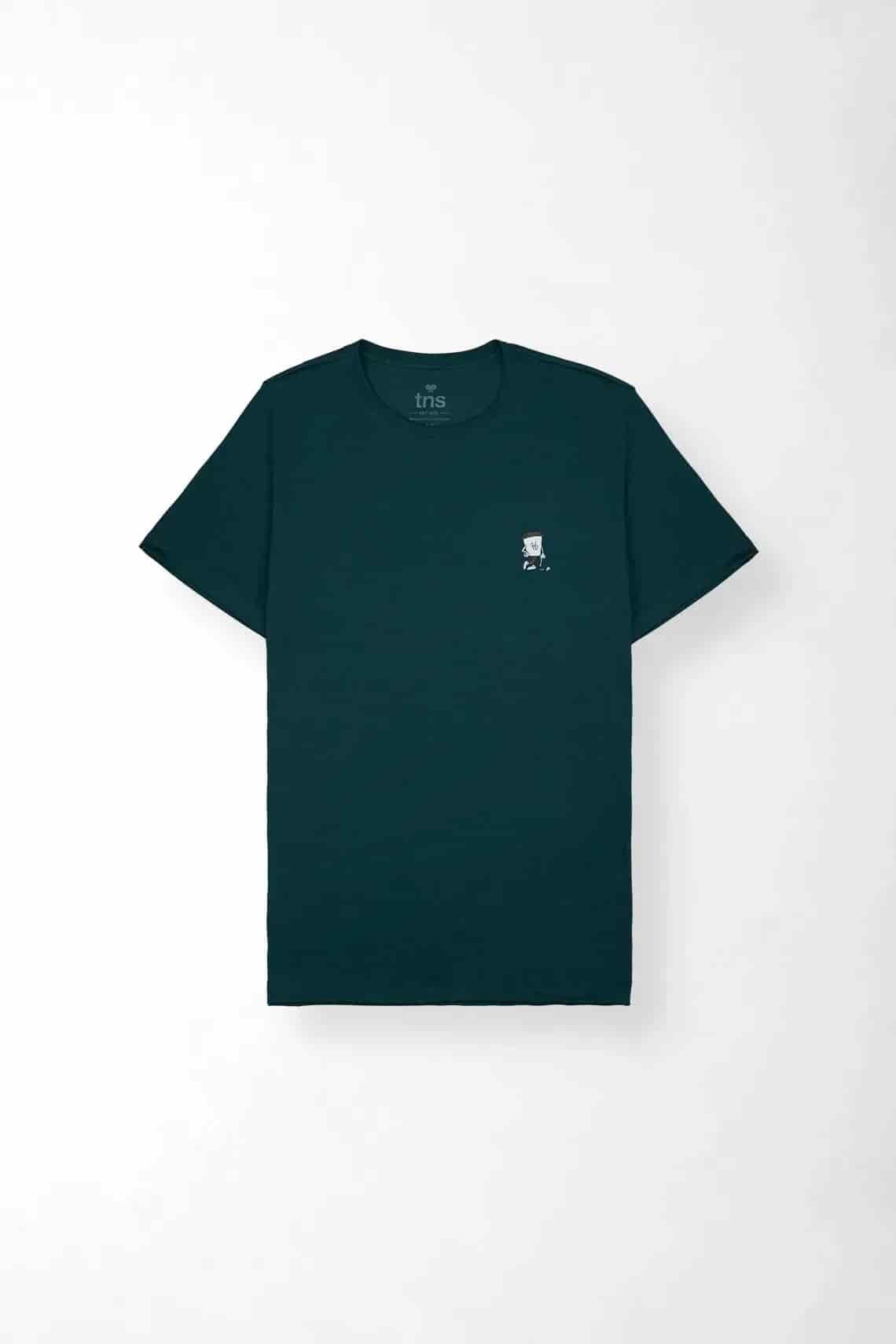 Camiseta gráfica regular fit con mini gráfico al pecho de algodón verde petróleo para hombre - miniatura 2