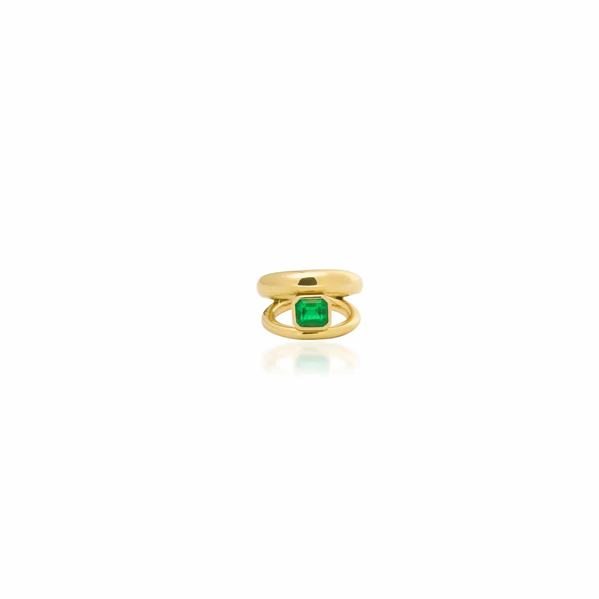 Anillo Doble Aro y Esmeralda - miniatura 1