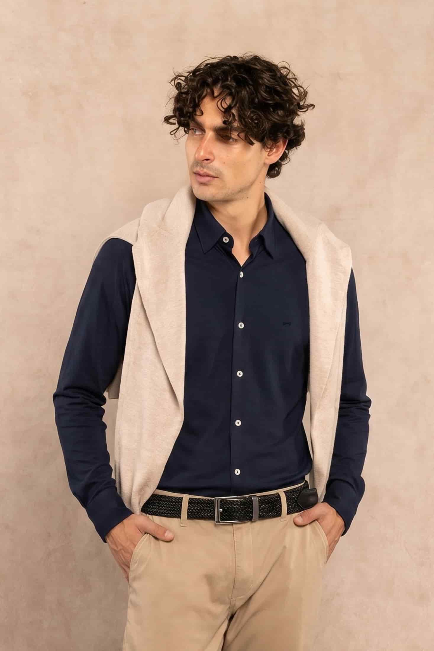 Camisa Performance Oxford Azul Oscuro - miniatura 1