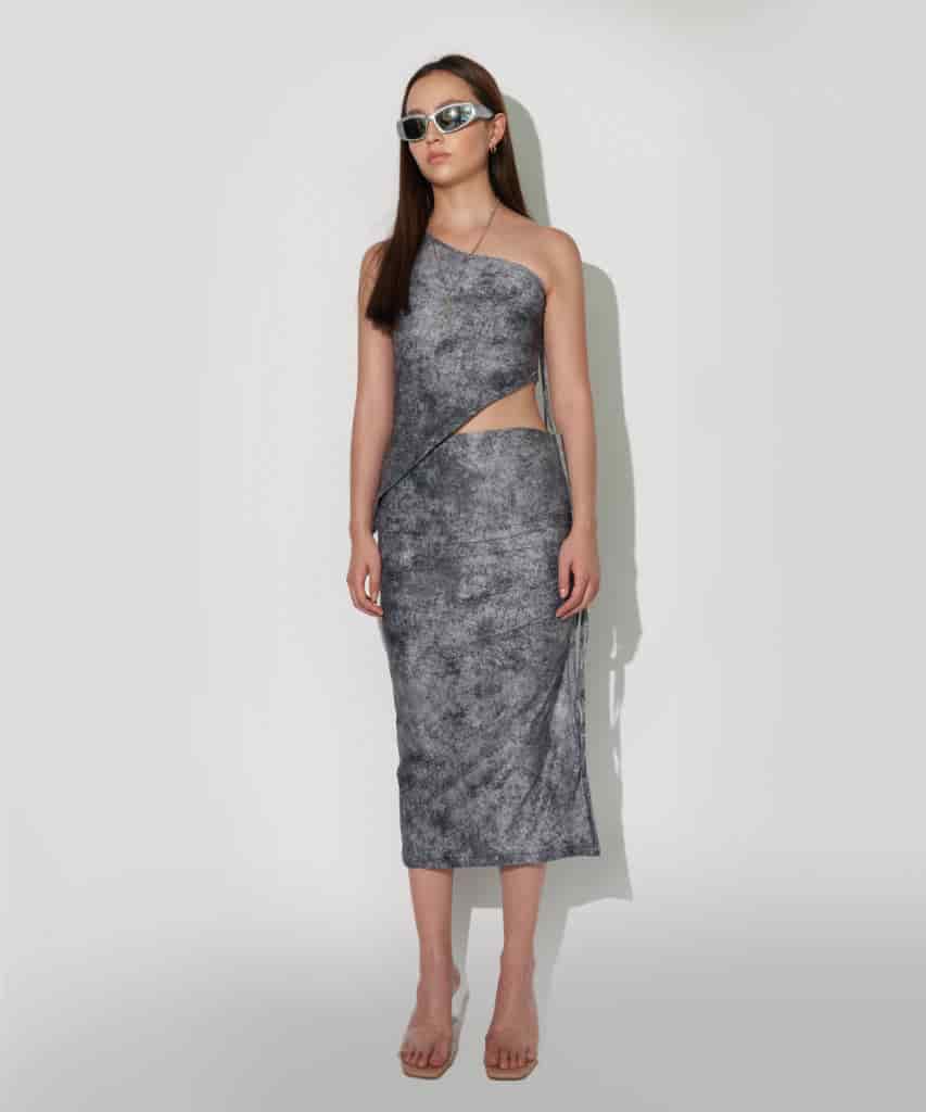 One Shoulder Top in Gray Denim - miniatura 3