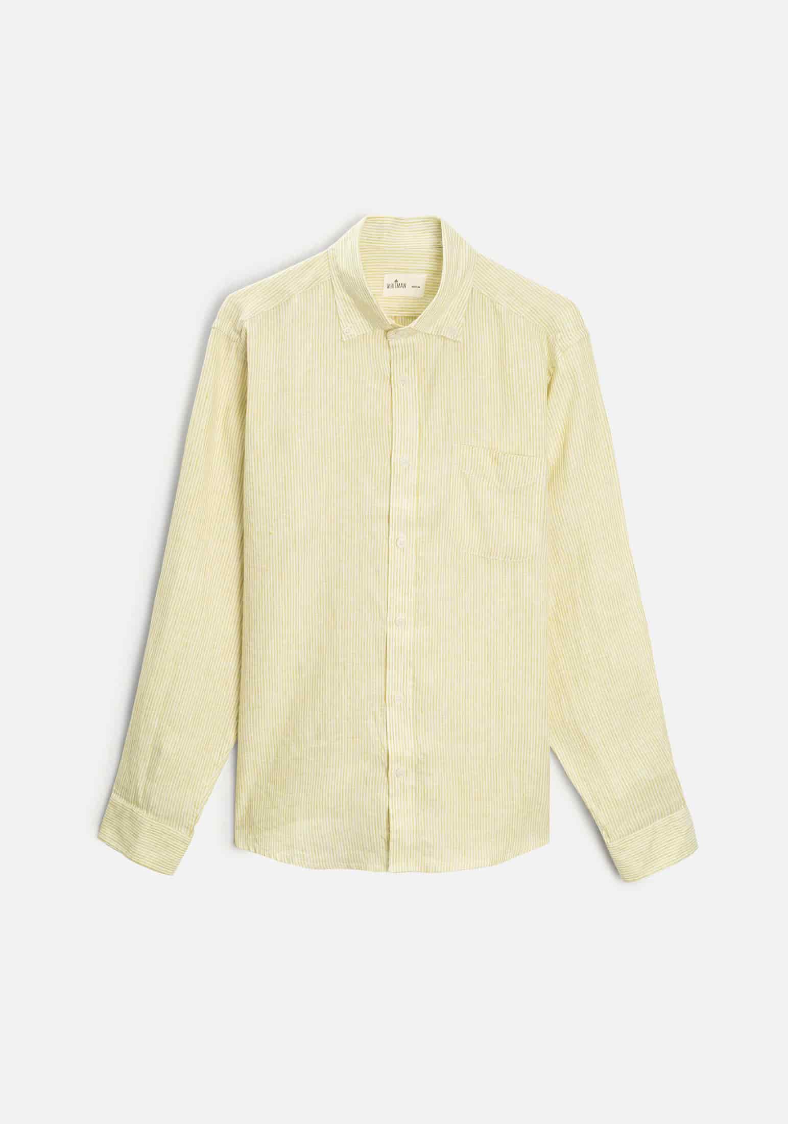 Camisa H CBD Lino Rayas Verde Med - Blanco - miniatura 1