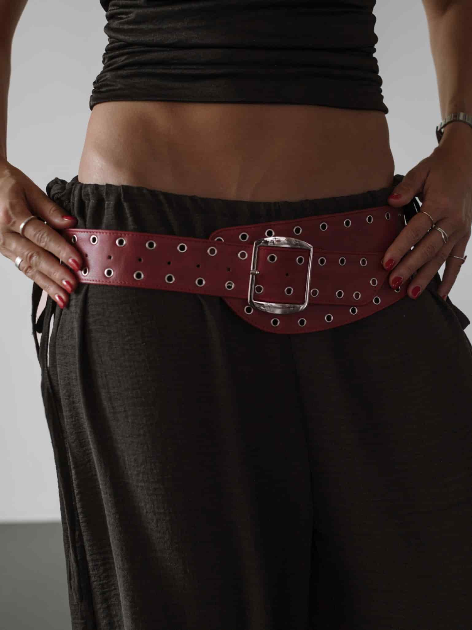 OFFSET ASYMMETRIC BELT - RED WINE - miniatura 1