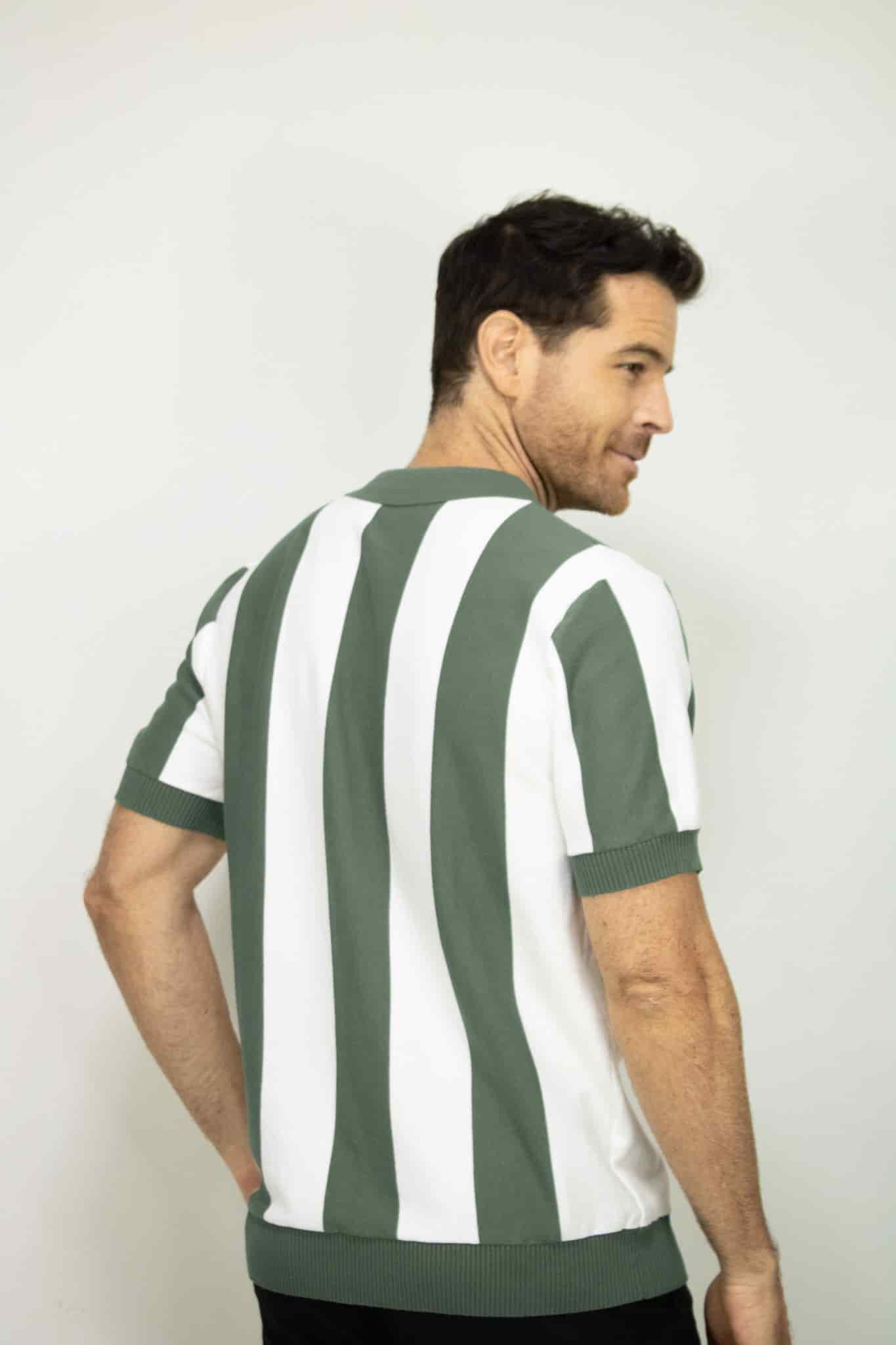 POLO TEJIDA RAYAS VERDE PARA HOMBRE - miniatura 3