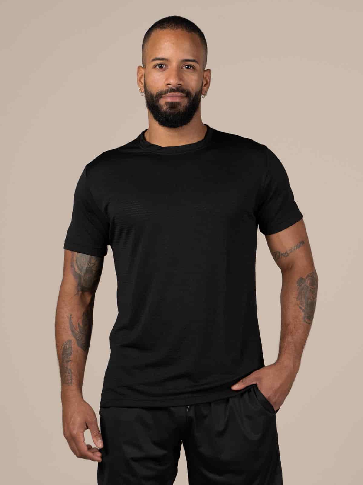 Camiseta panal hombre negra - miniatura 1