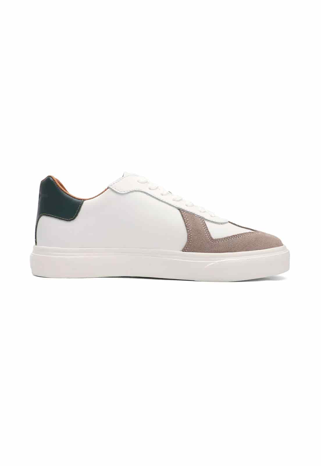 Tenis blancos con detalle en gamusa camel y talon verde - miniatura 7