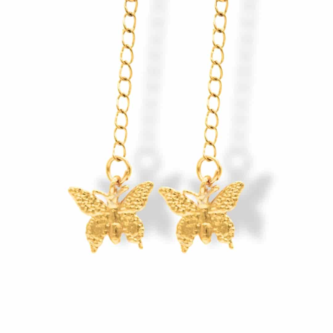Aretes largos de mariposa pequeña - miniatura 2