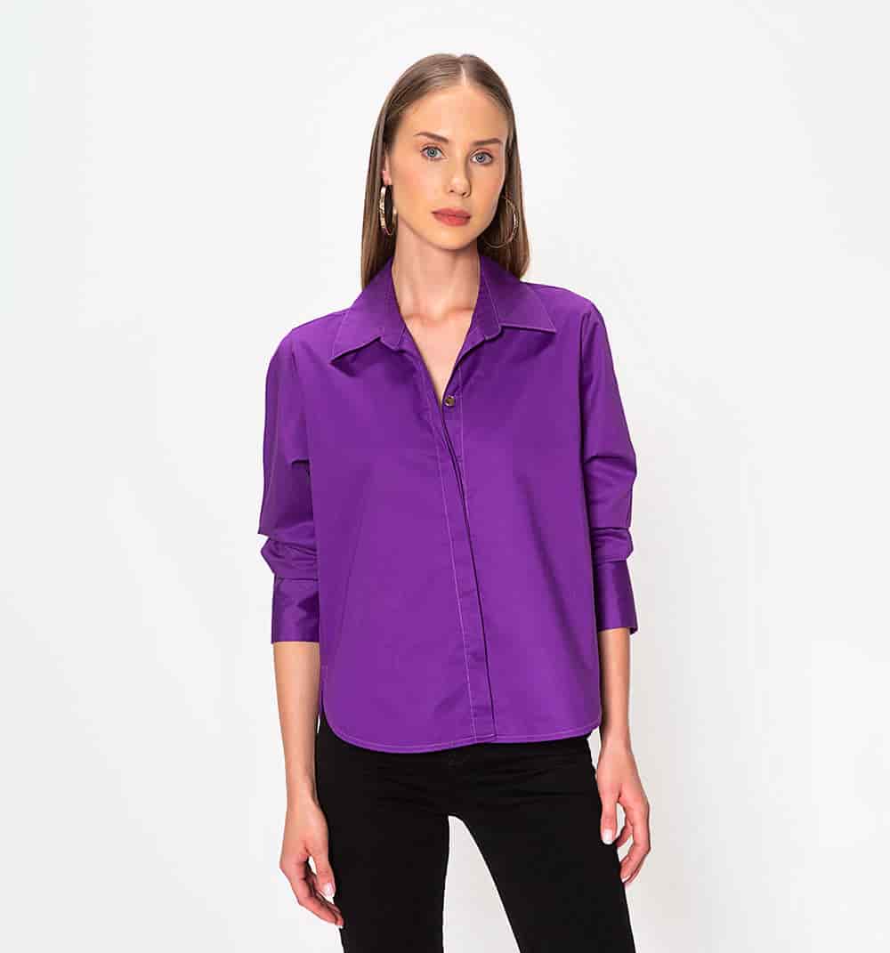 Blusa camisera manga larga con puño anch - miniatura 2