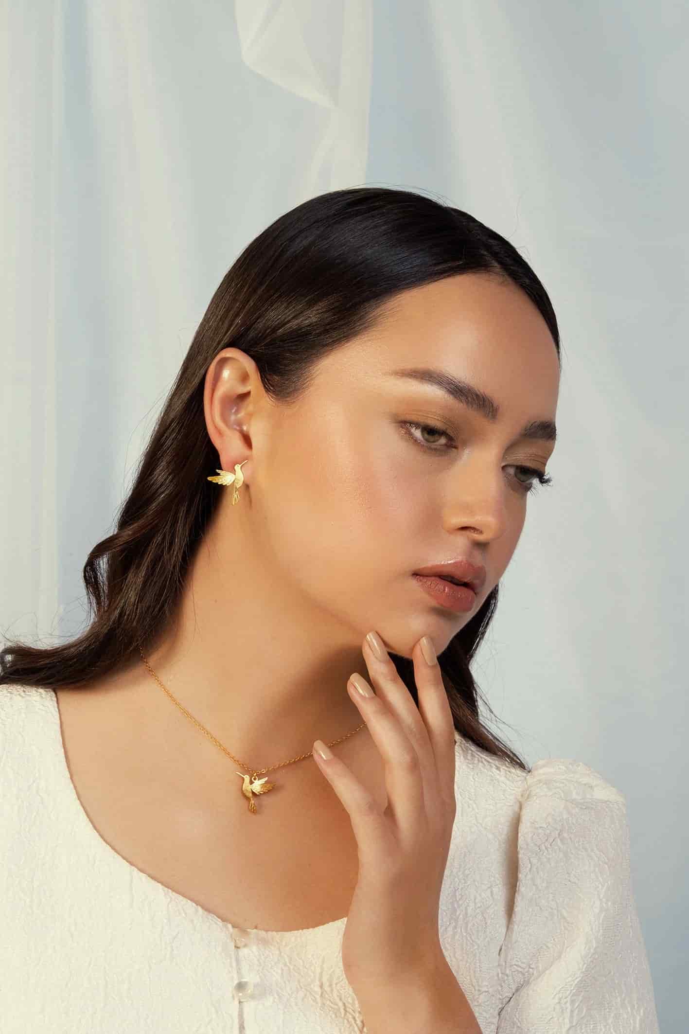 Aretes topo colibrí alas del alma - miniatura 5