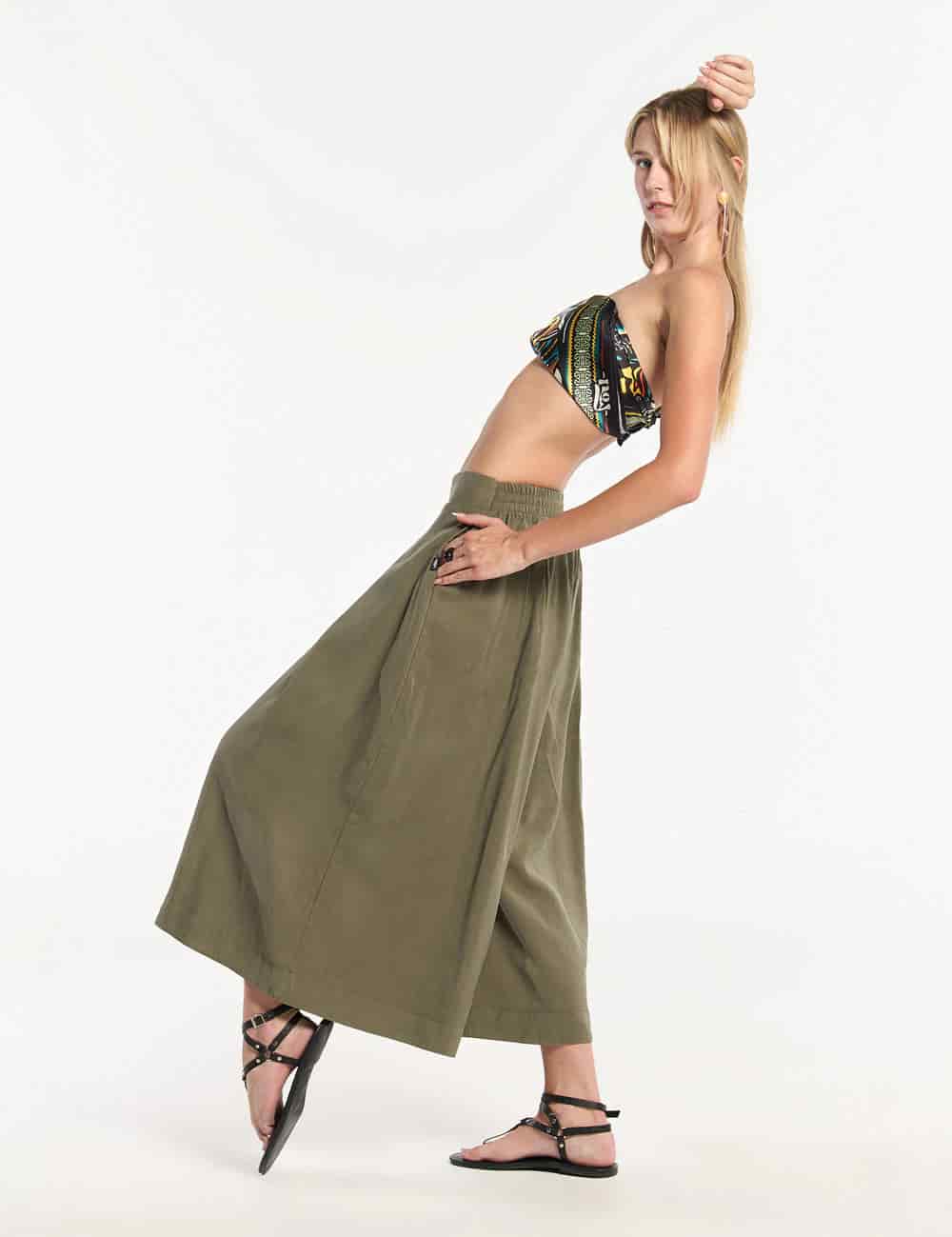 Pantalón Culotte Femenino Sense Verde Militar - miniatura 1