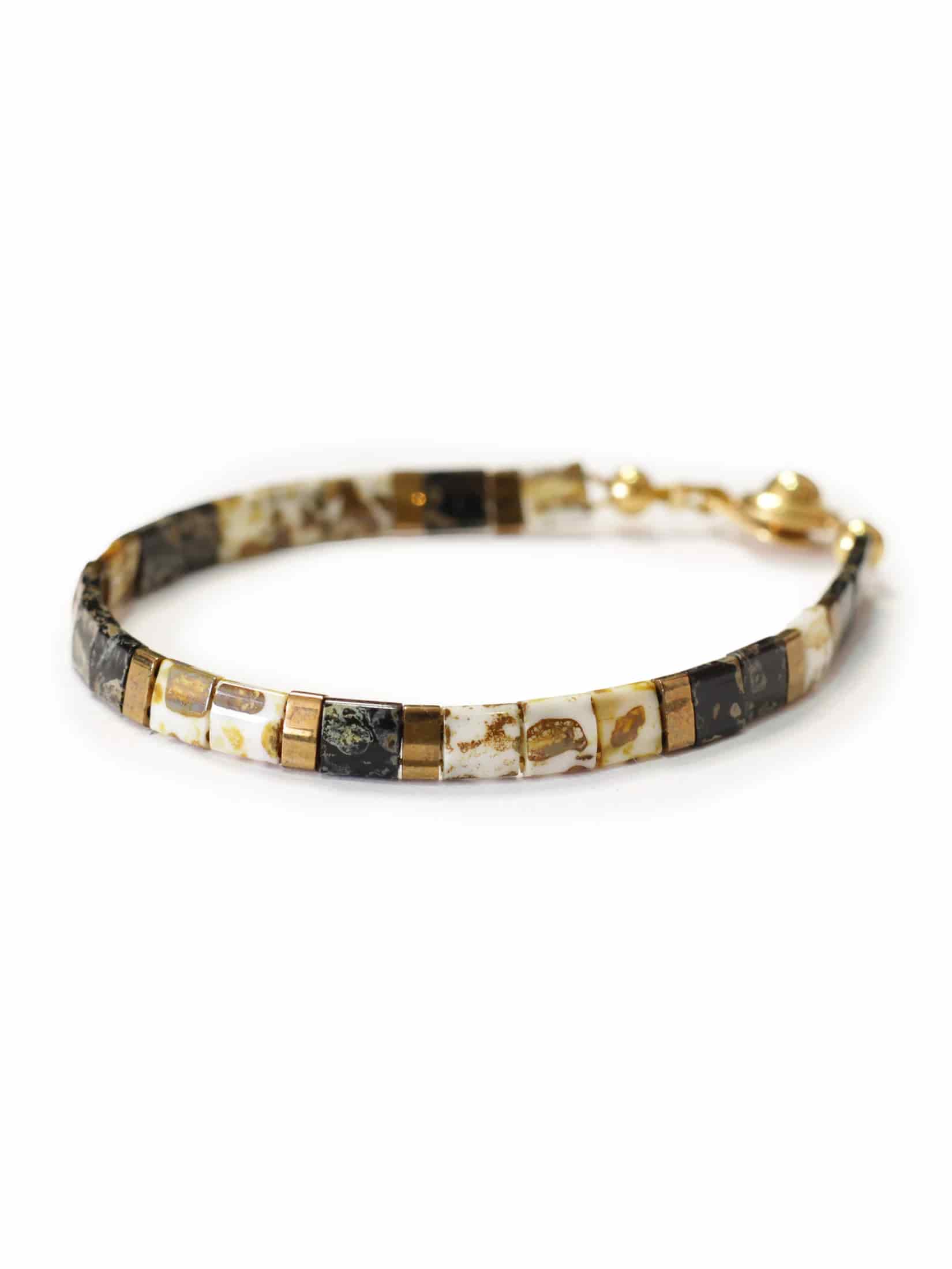 Brazalete Miyuki Tila Marmol Negro 5mm - miniatura 2