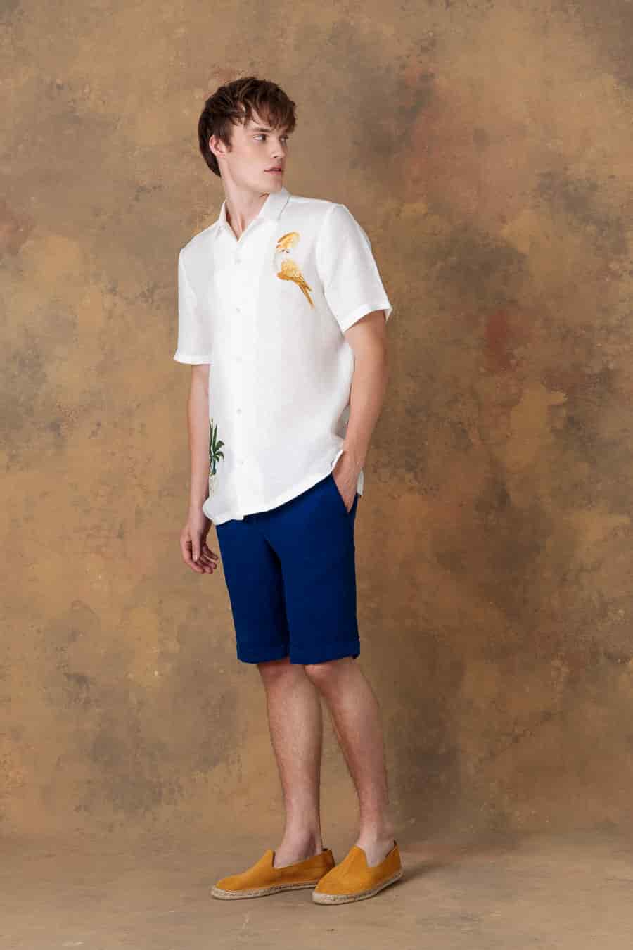 Men's linen bermuda navy - miniatura 1