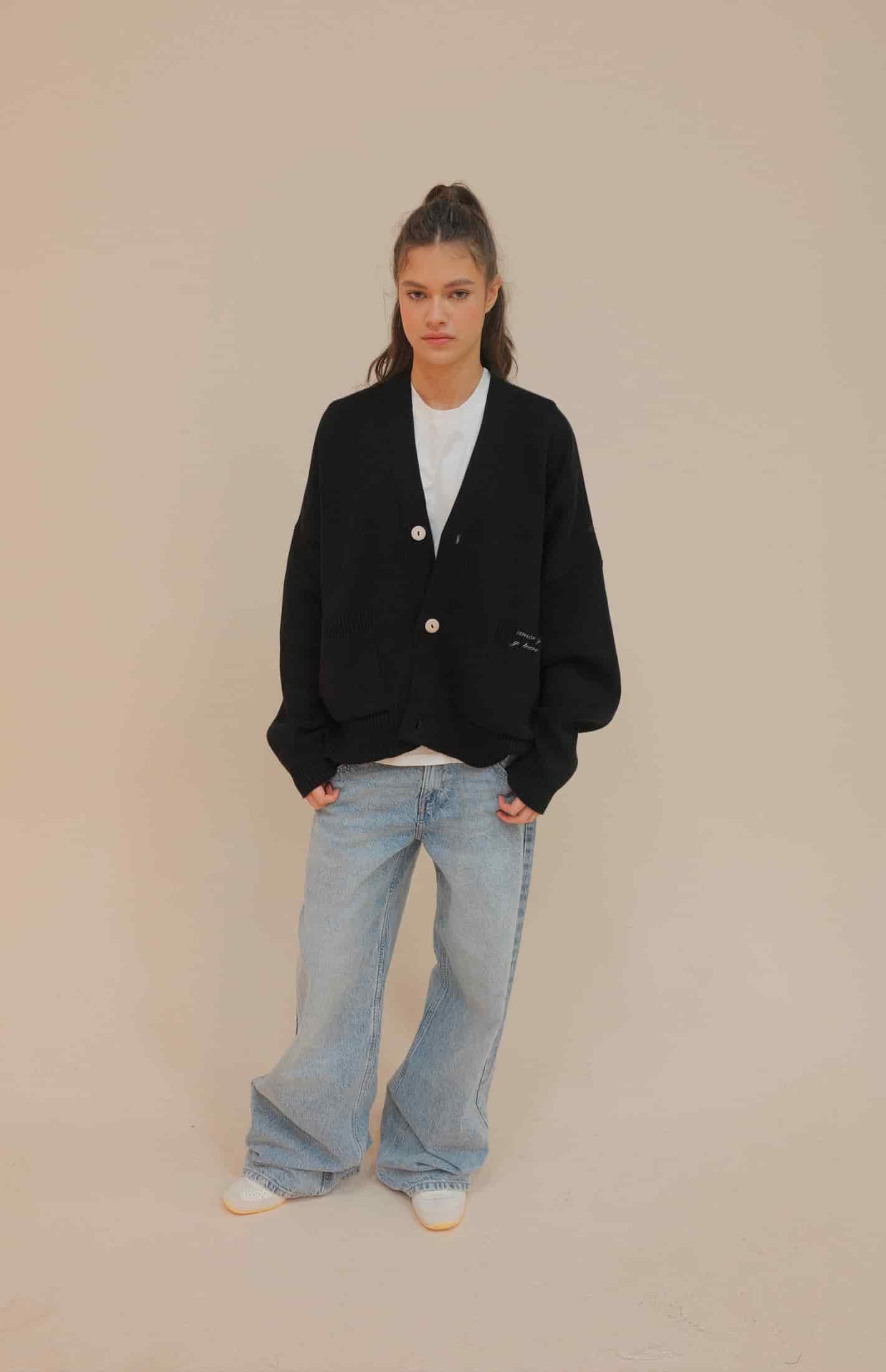 SIGNATURE CARDIGAN BLACK - miniatura 3