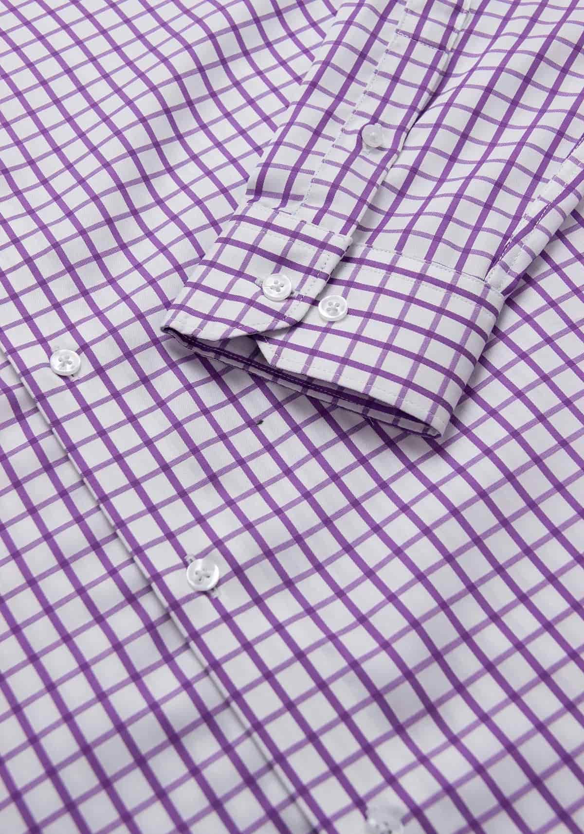 Camisa Sarga Cuadro Ventana Algodón Lila - miniatura 3