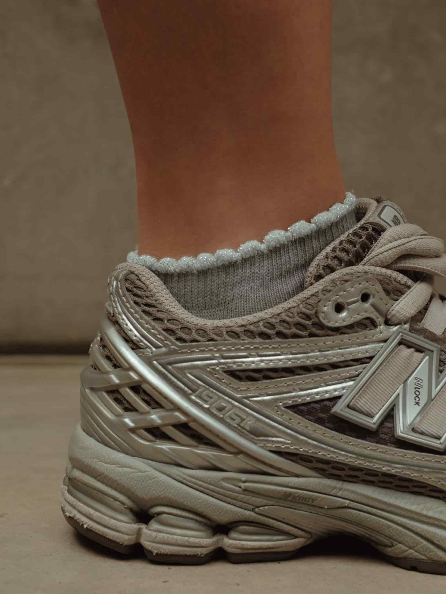 WAVE ANKLE SOCKS - SHINY GRAY - miniatura 16