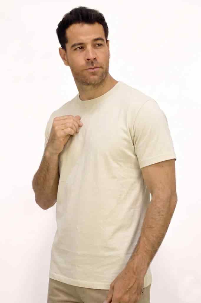 CAMISETA BÁSICA LIVIANA CUELLO REDONDO BEIGE PARA HOMBRE - miniatura 3