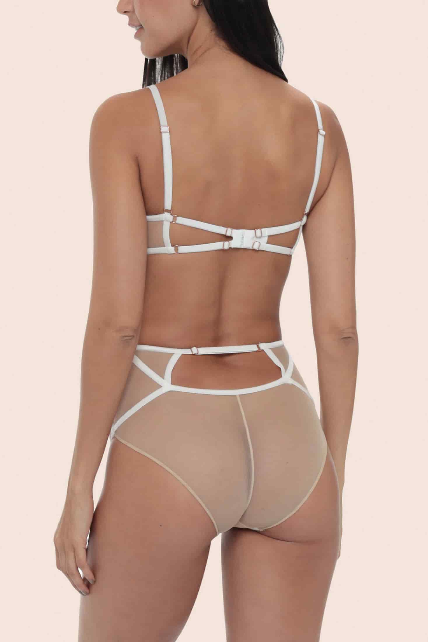 BODY ELLIPSE SEXY SIN ARO CON TIRAS AL FRENTE DELUXE CRUDO - miniatura 3