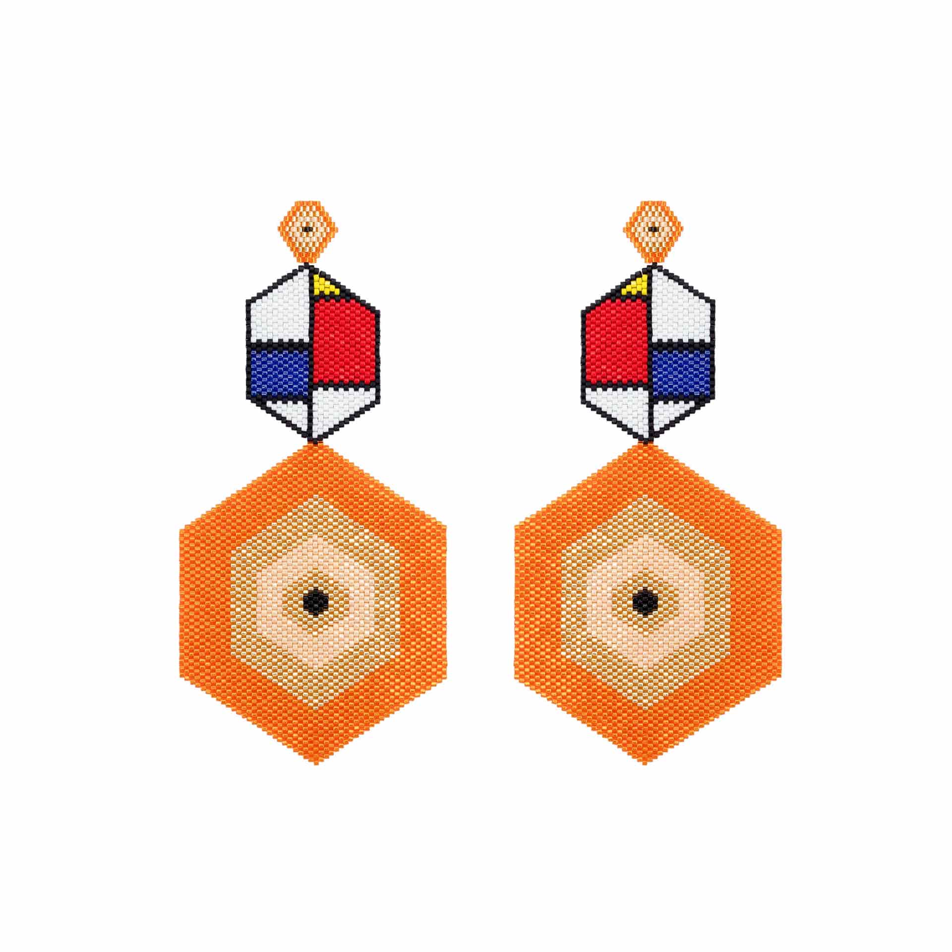 Aretes King Horus Mondrian Naranja - miniatura 1