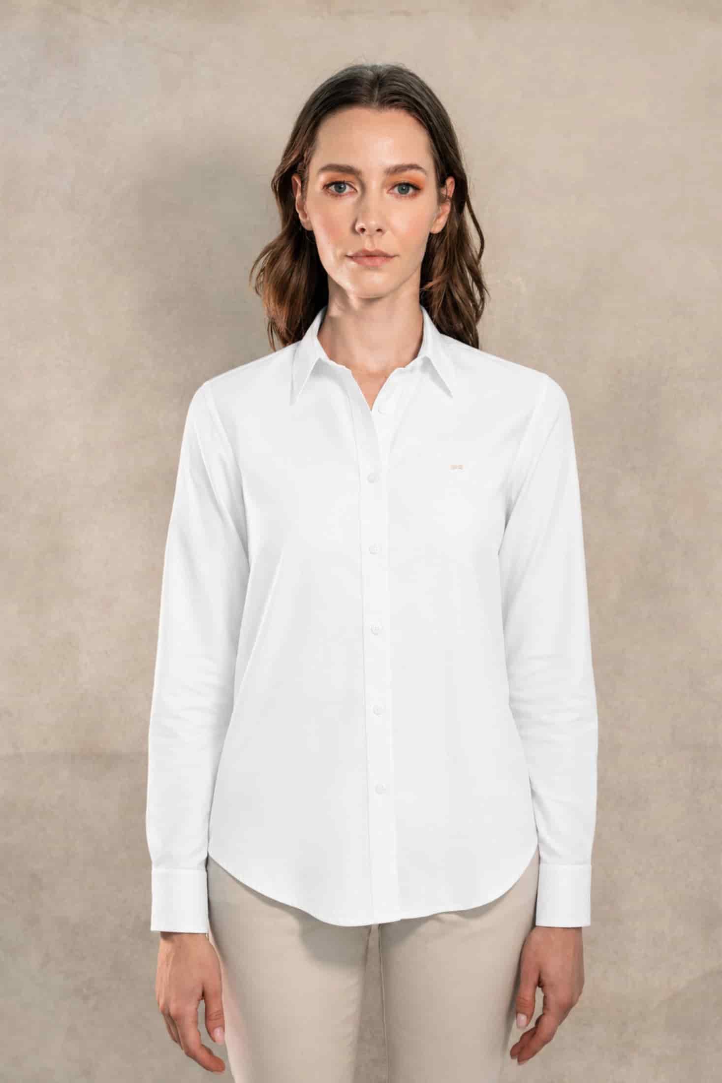 Camisa Antimanchas Oxford de Mujer Blanco - miniatura 1
