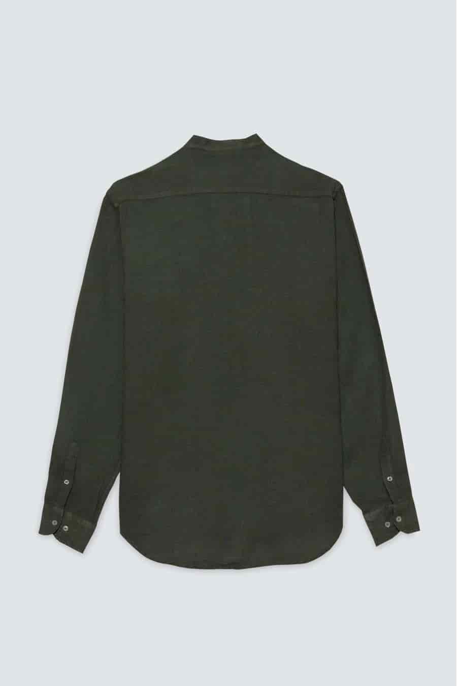 Men's linen shirt mao military green basic - miniatura 2