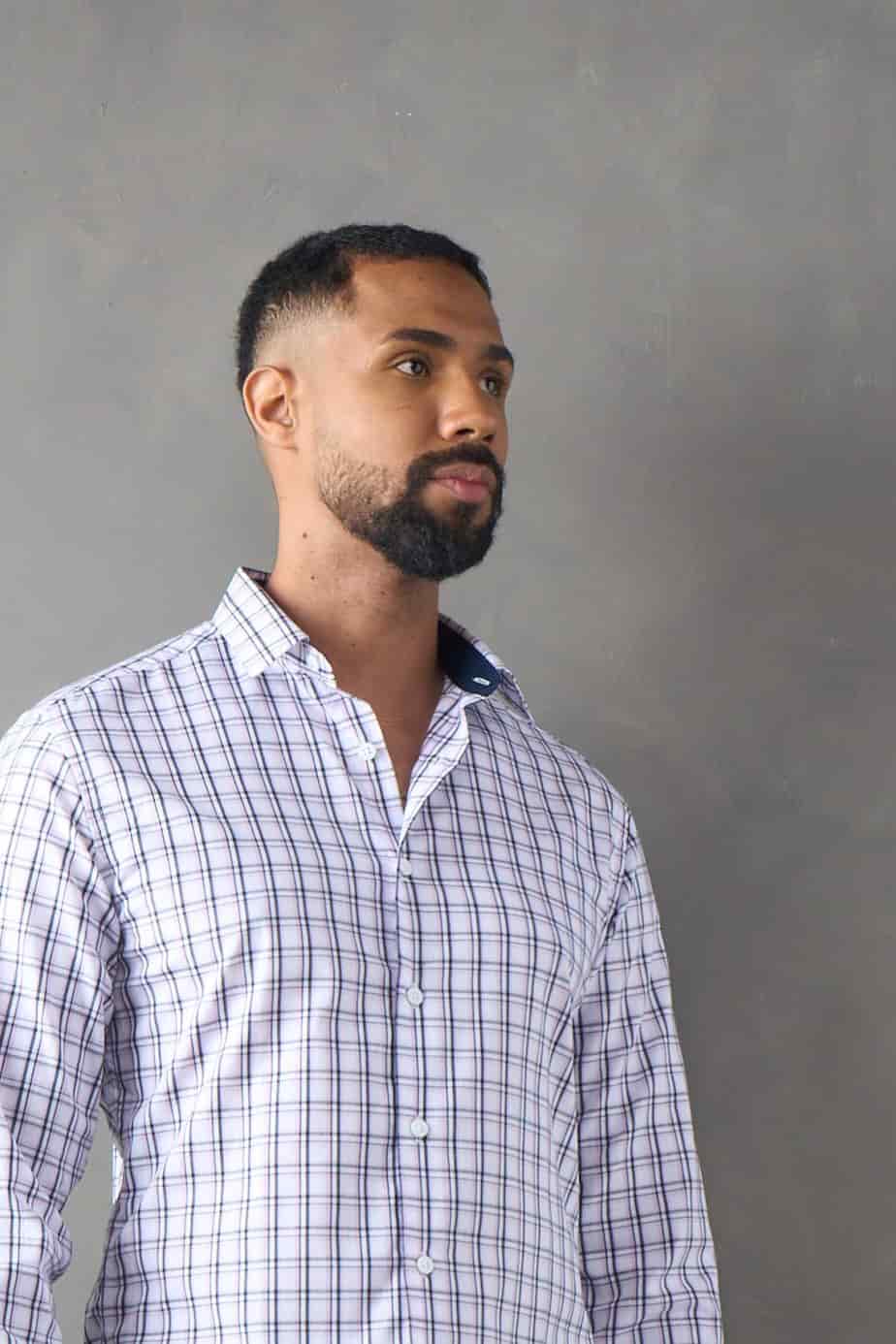 Camisa slim fit rosado a cuadros - miniatura 3