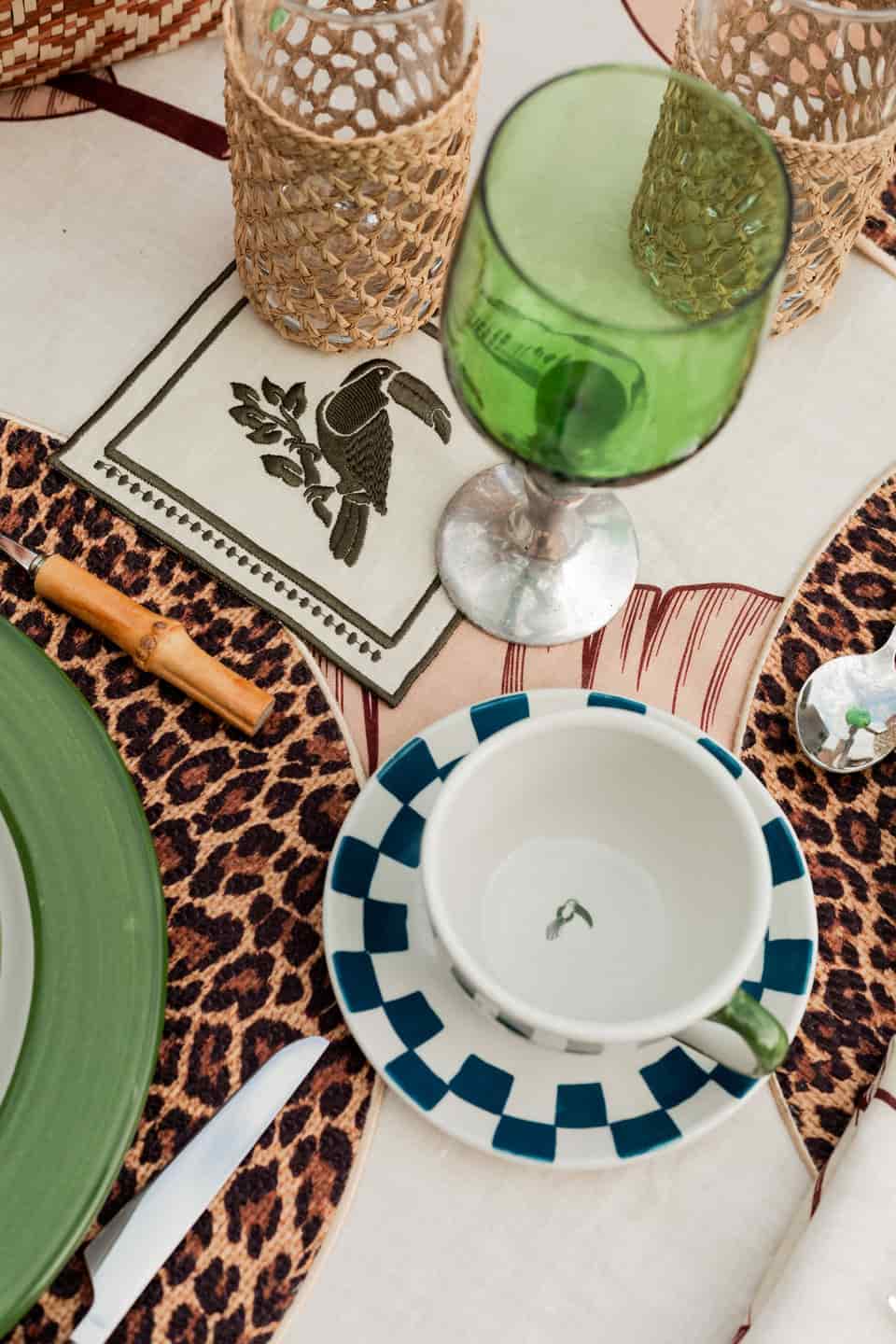 Tucan Linen Cocktail Napkin Set of 4 / Green - miniatura 2